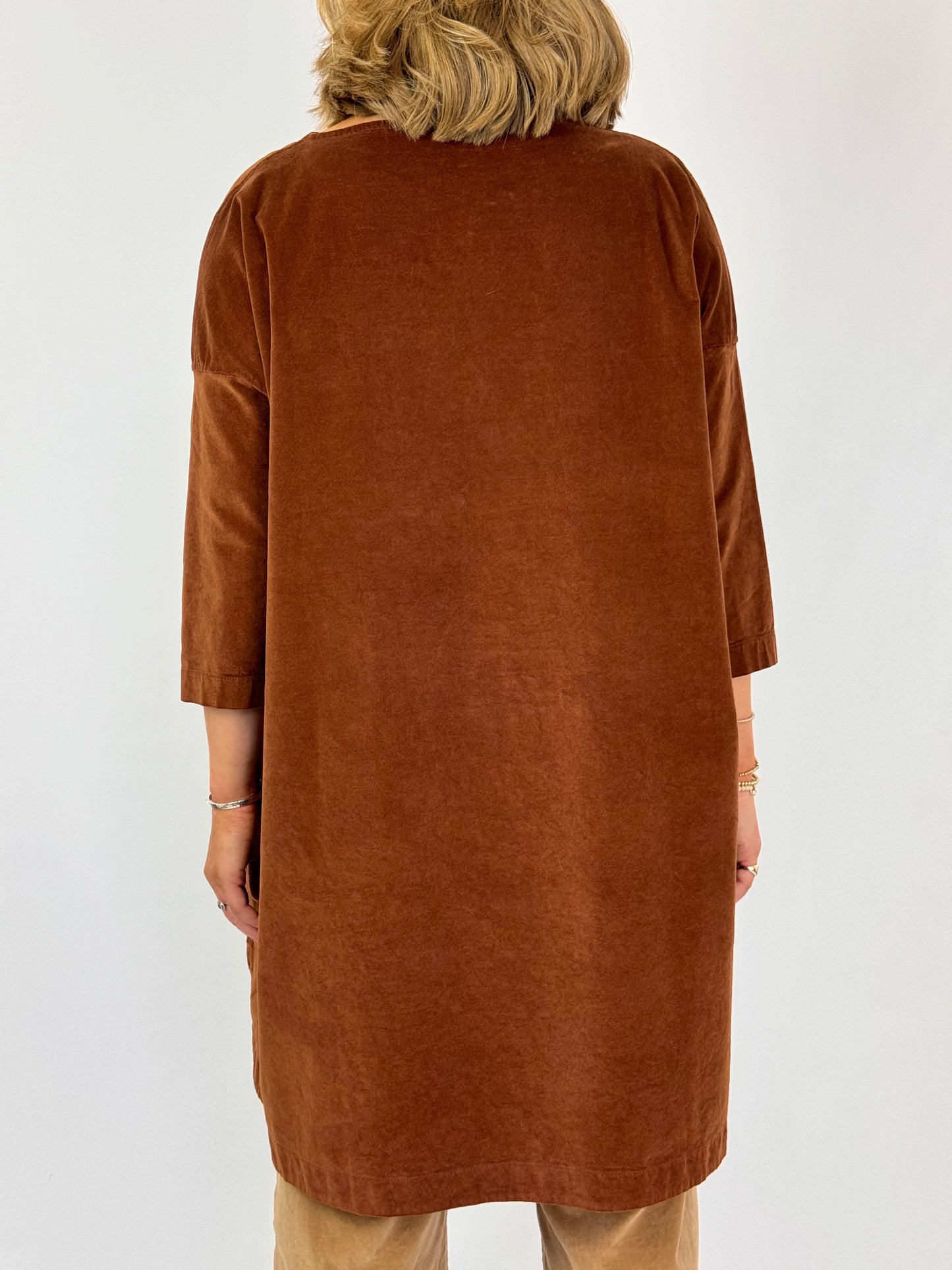 Album Di Famiglia Boat Neck Tunic Dress Rust