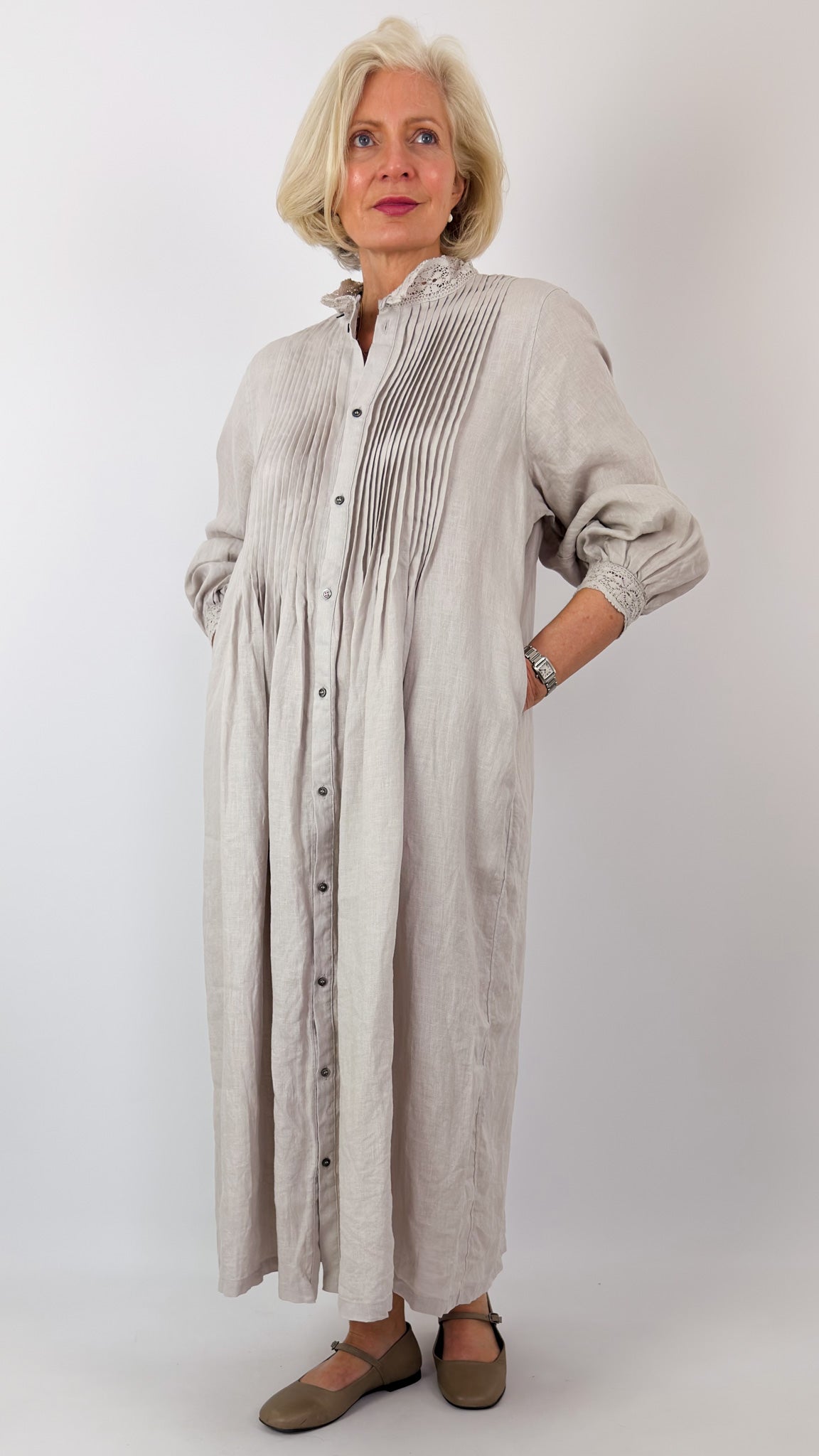 Ichi Antiquities 932 Linen Dress Greige