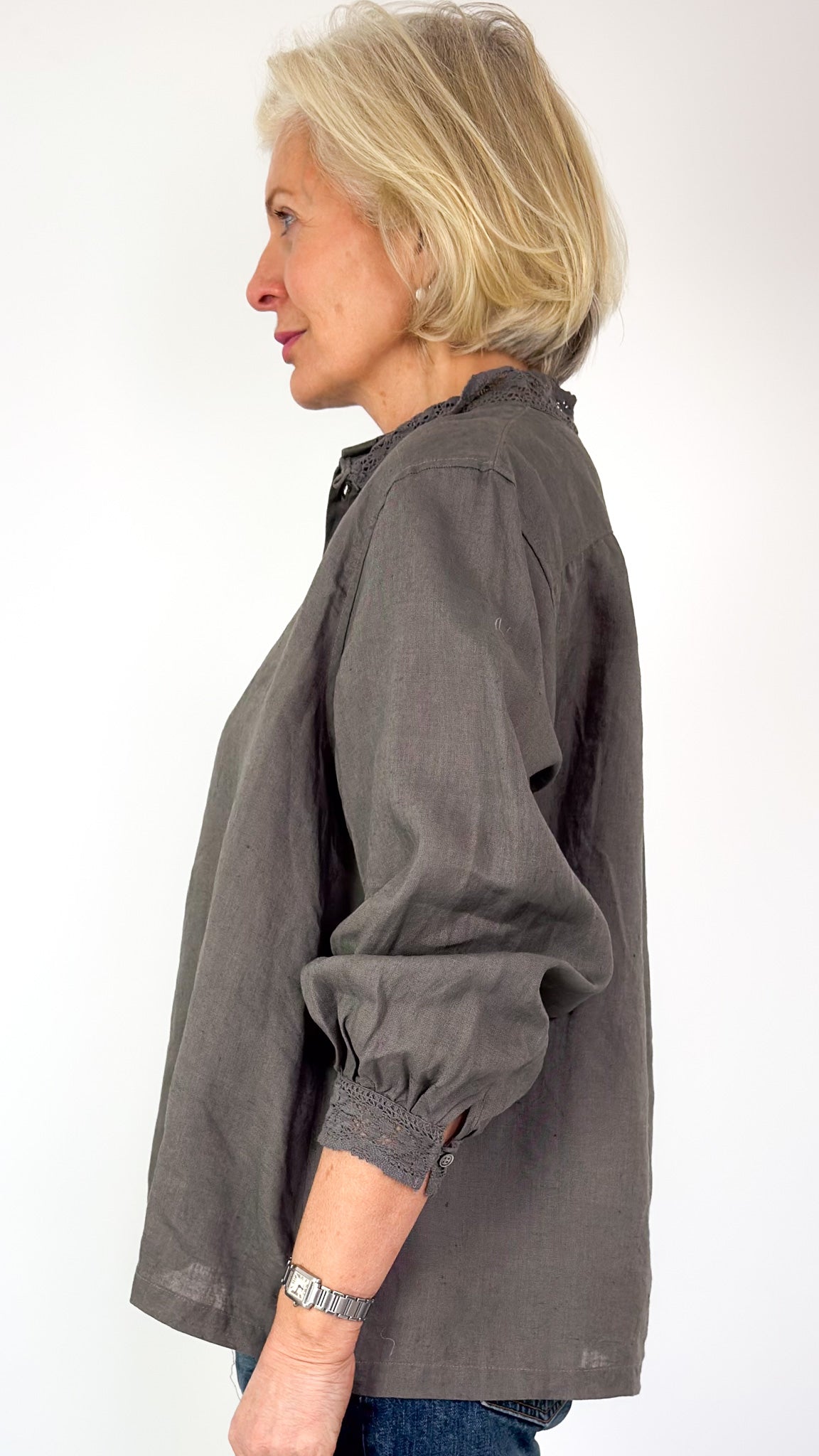 Ichi Antiquities 931 Linen Shirt Charcoal