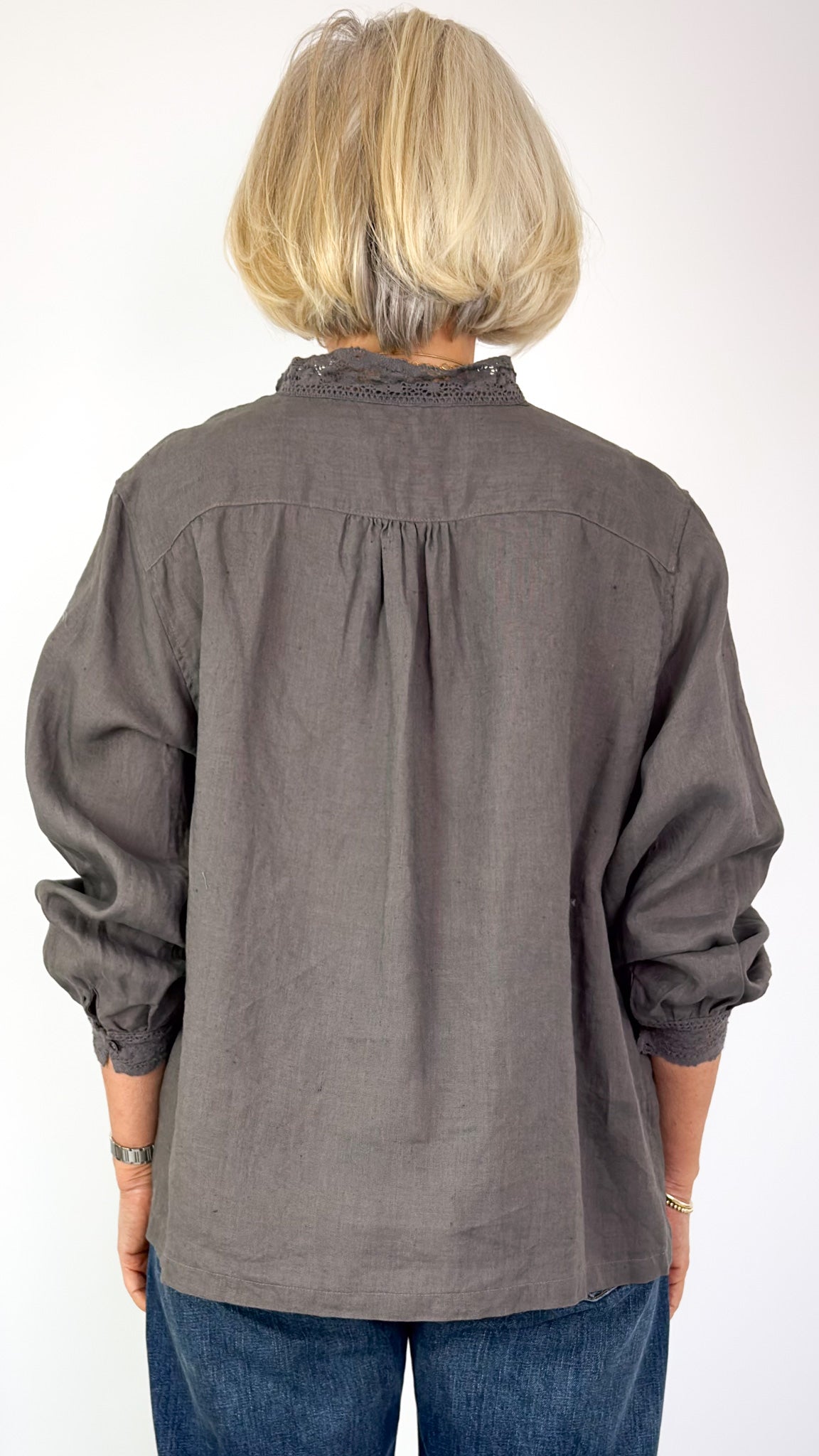 Ichi Antiquities 931 Linen Shirt Charcoal