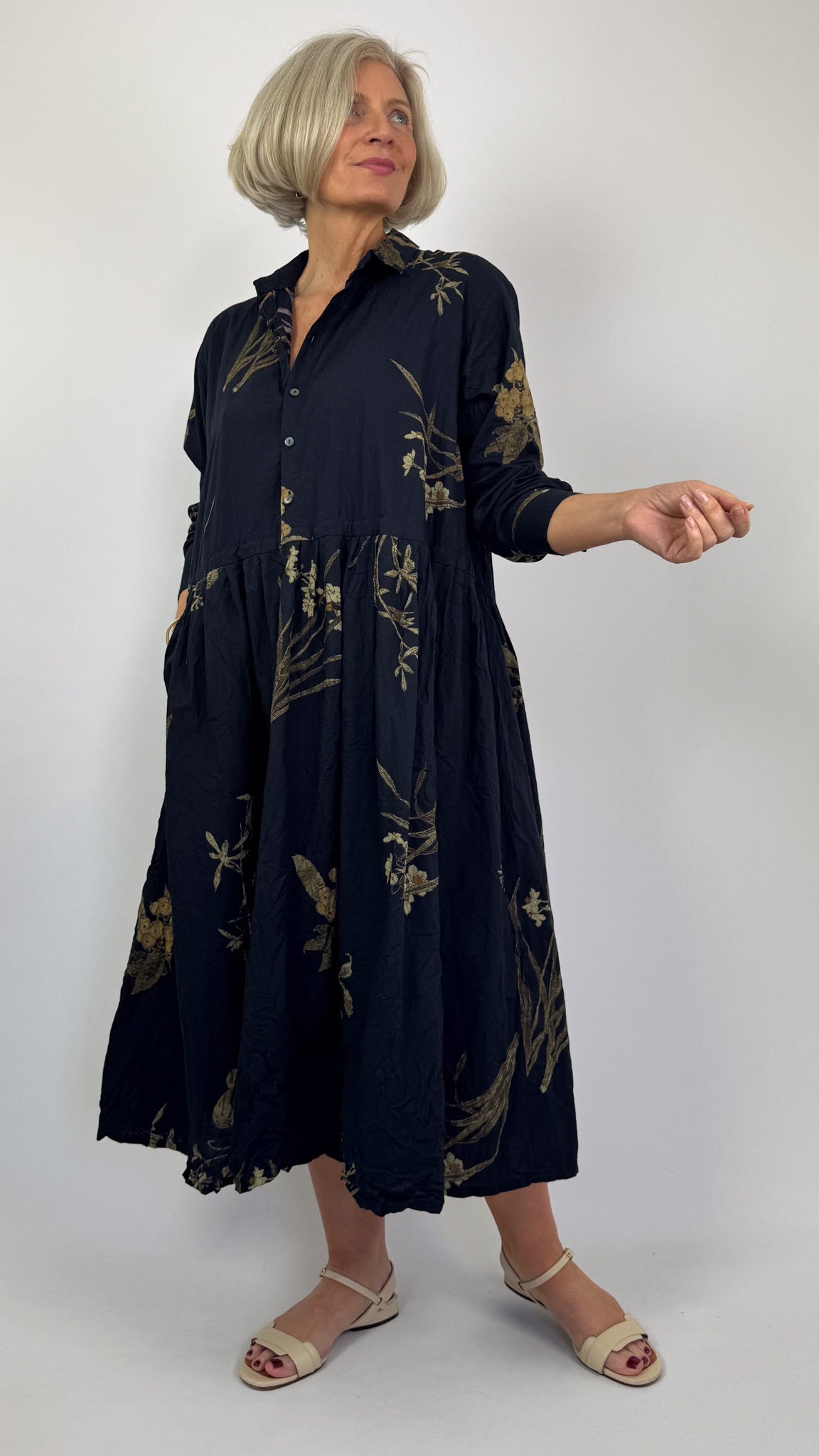 Pas De Calais 4540 Flower Dress Navy