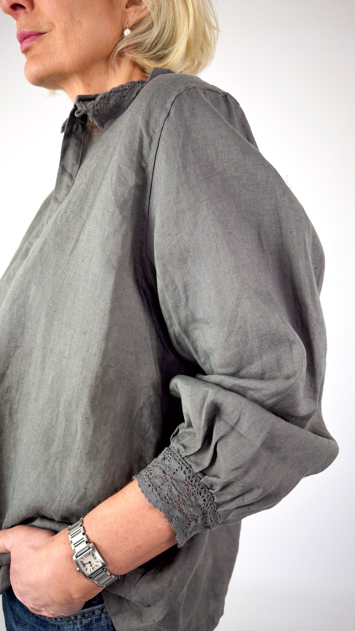 Ichi Antiquities 931 Linen Shirt Charcoal