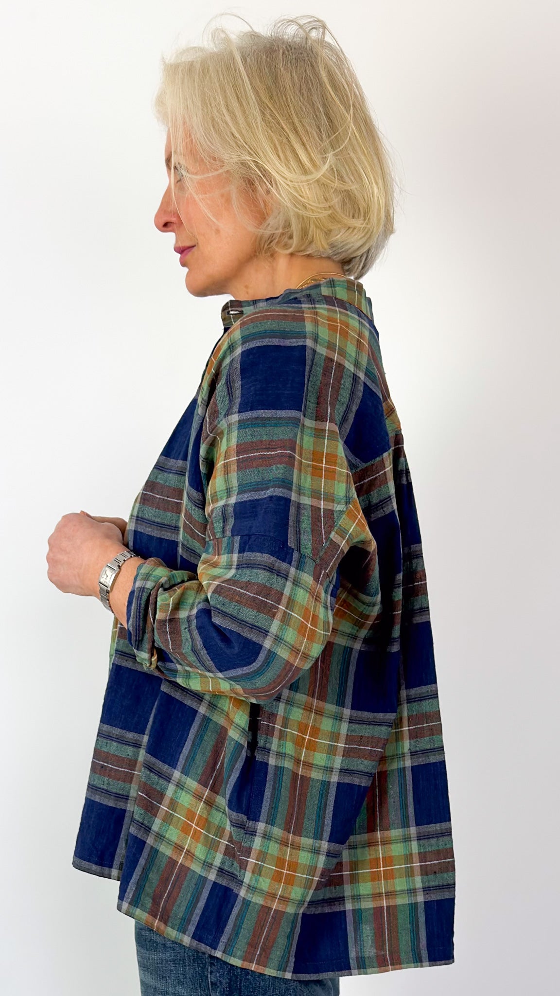 Ichi Antiquities 901 Tartan Shirt Navy