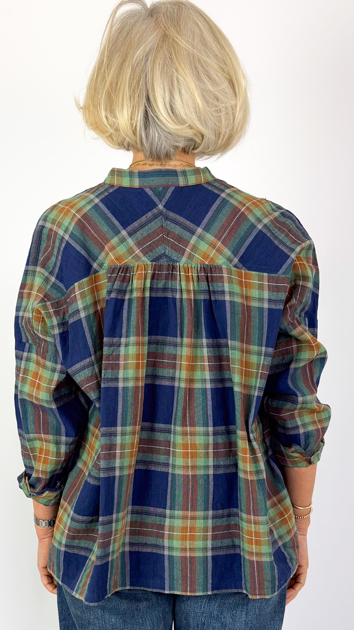 Ichi Antiquities 901 Tartan Shirt Navy