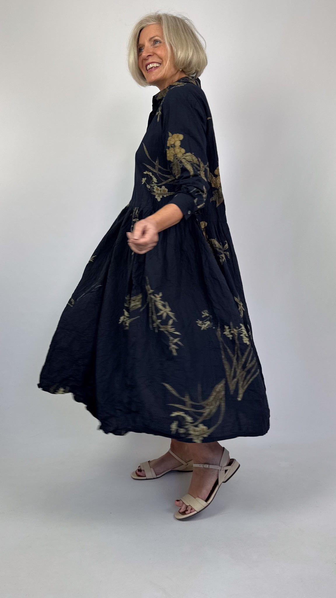 Pas De Calais 4540 Flower Dress Navy