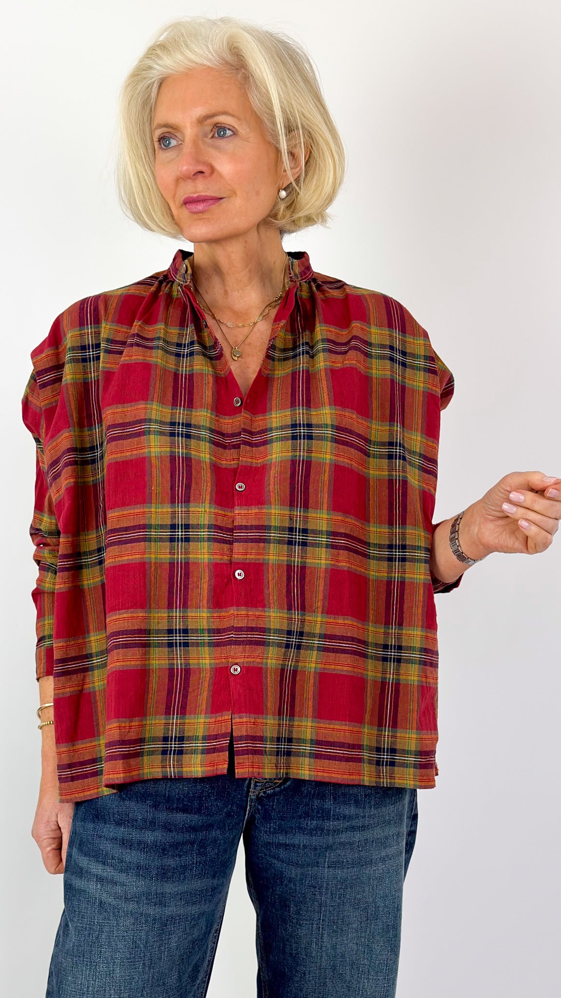 Ichi Antiquities 901 Tartan Shirt Red