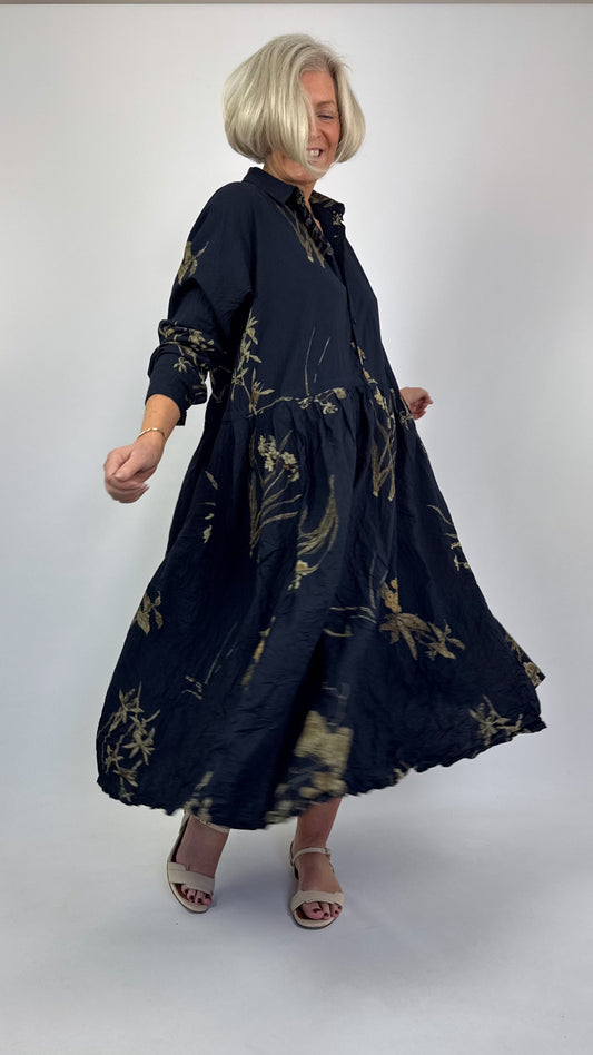 Pas De Calais 4540 Flower Dress Navy