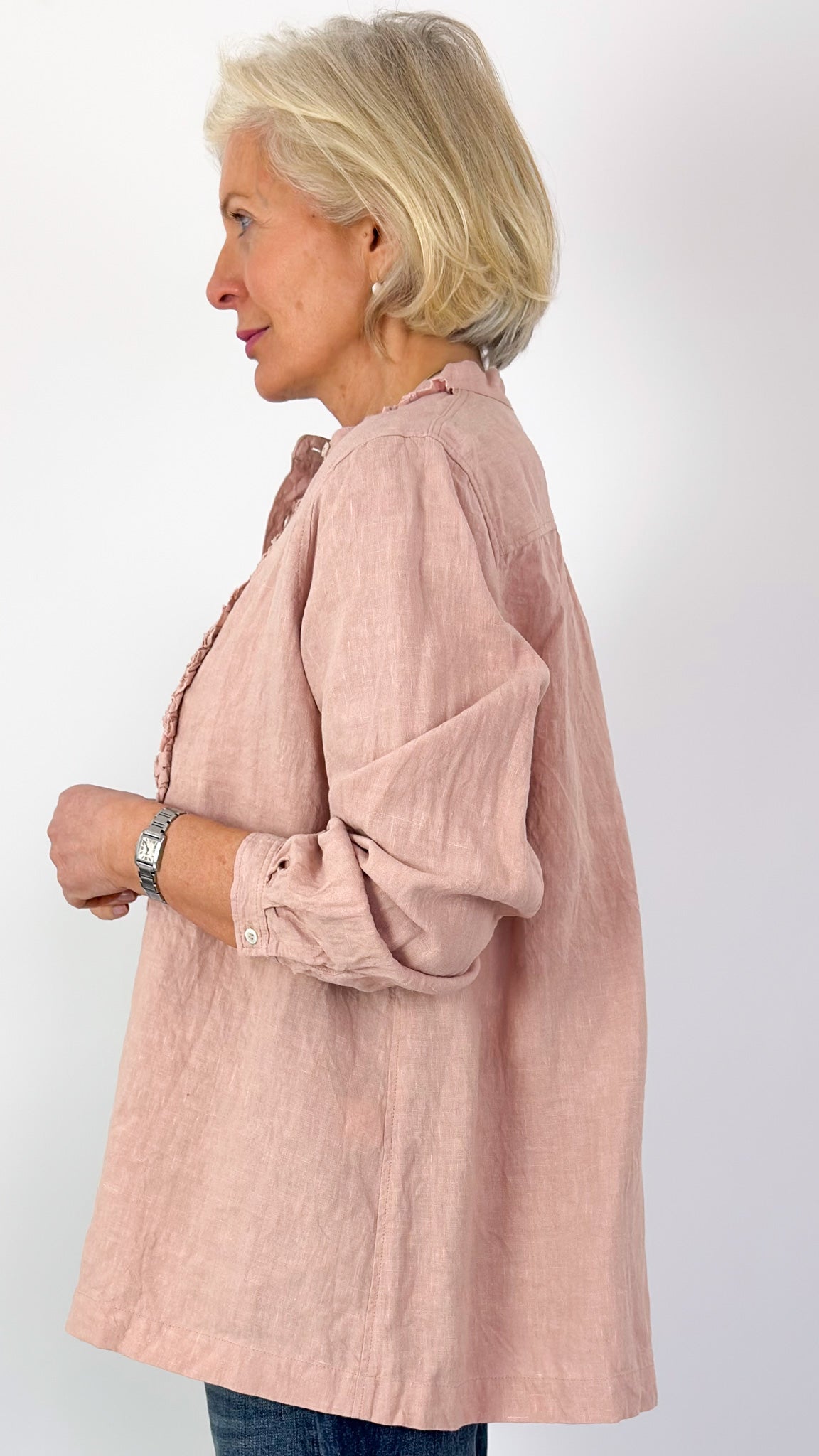 Ichi Antiquities 929 French Linen Shirt Pink