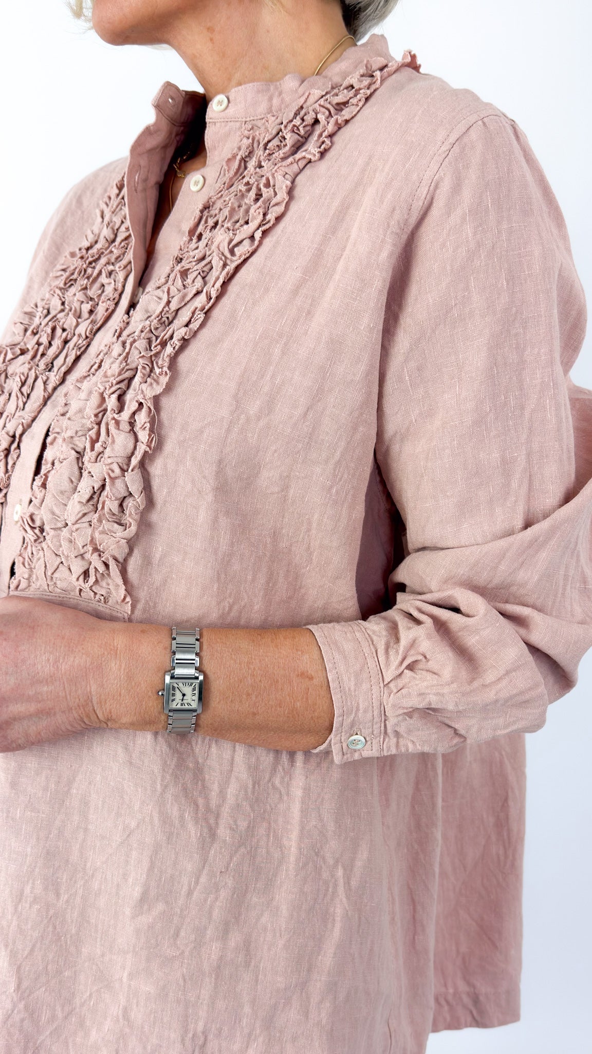 Ichi Antiquities 929 French Linen Shirt Pink