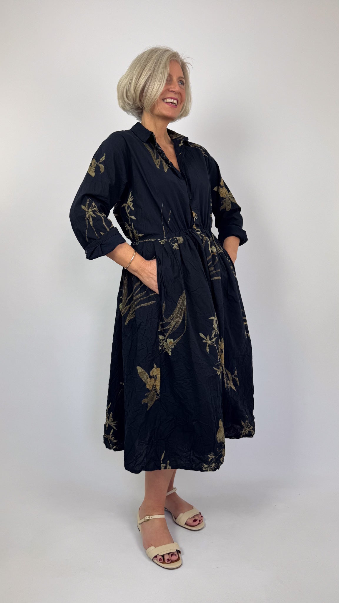 Pas De Calais 4540 Flower Dress Navy