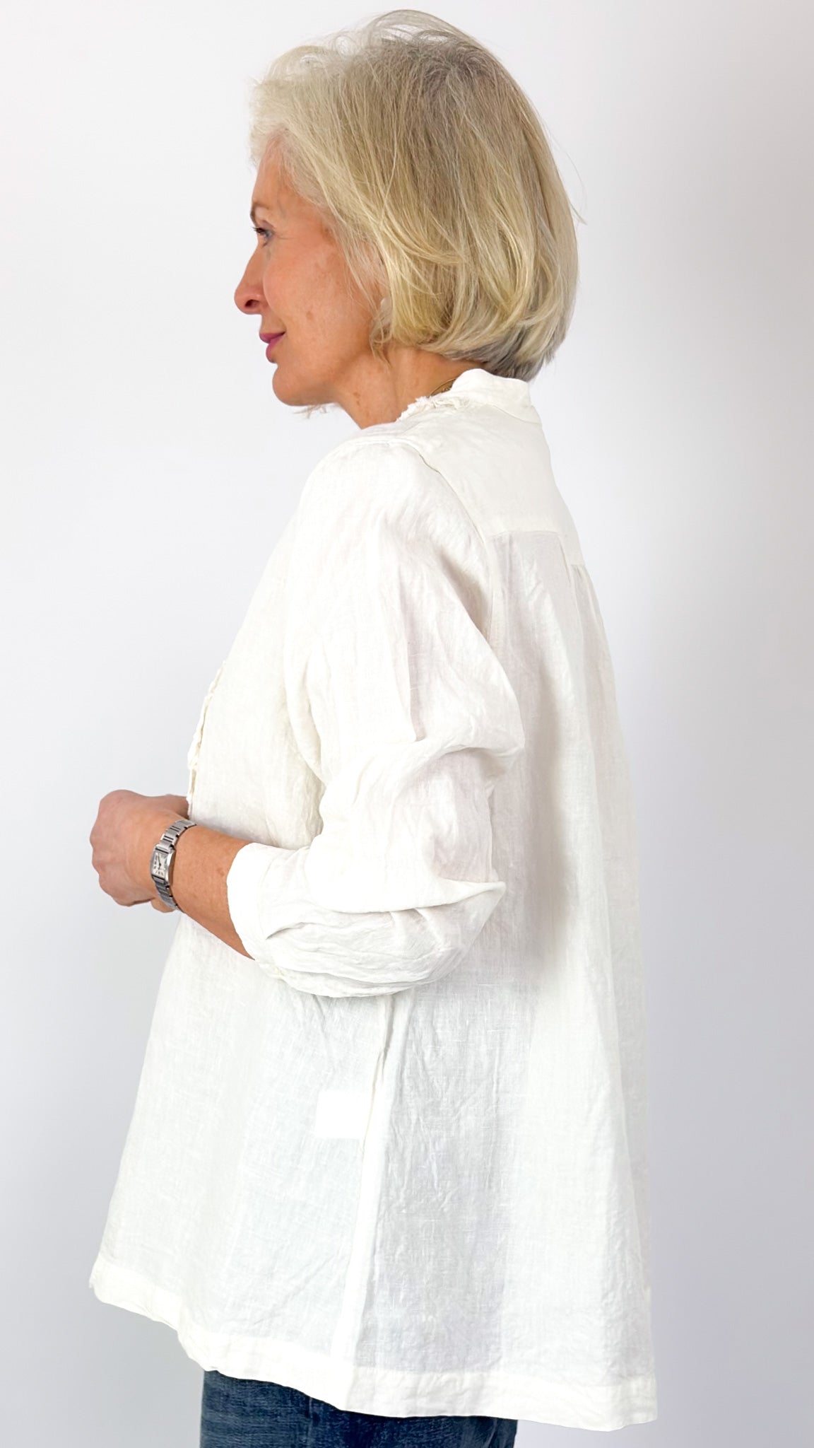 Ichi Antiquities 929 French Linen Shirt White