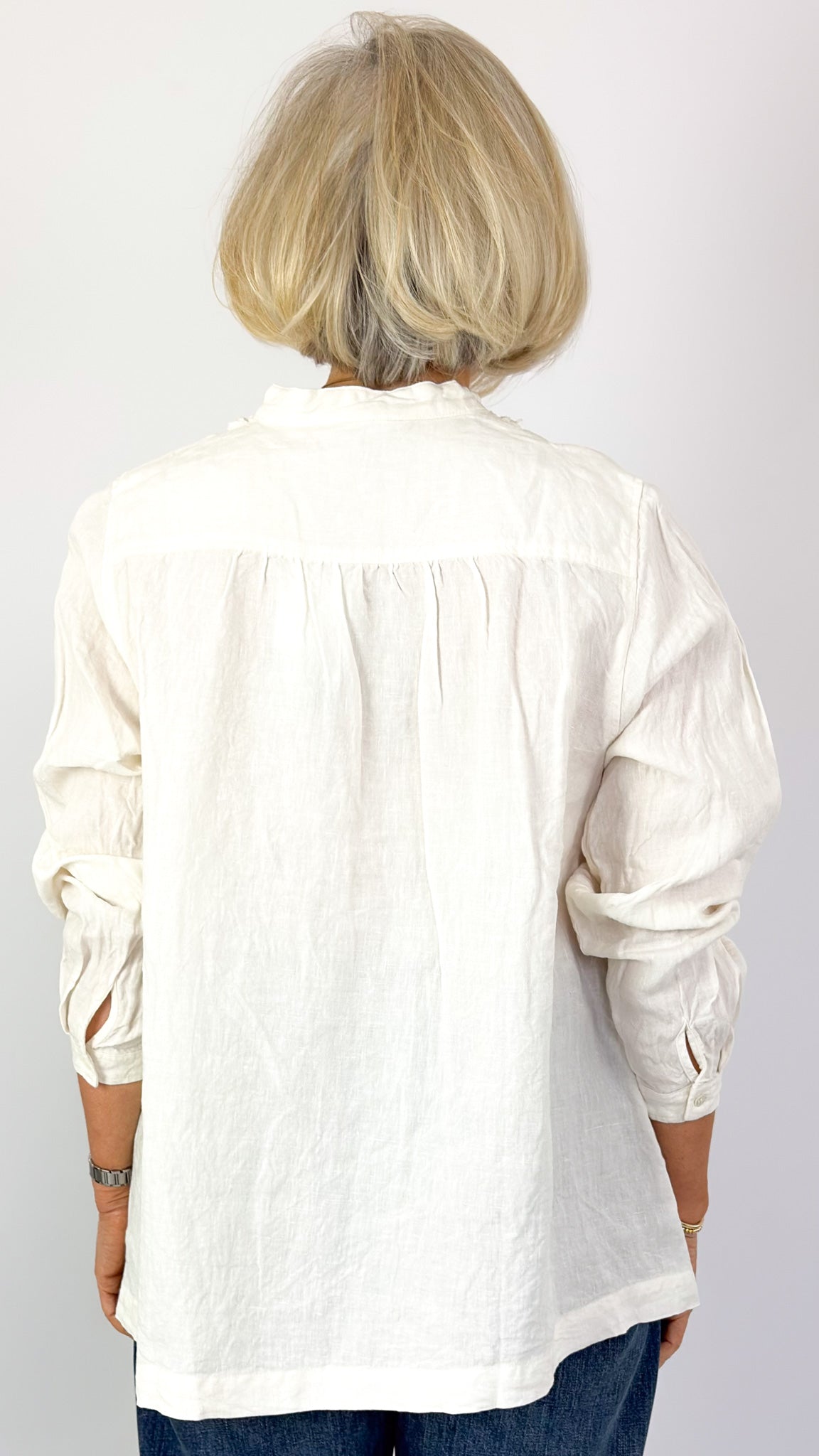 Ichi Antiquities 929 French Linen Shirt White
