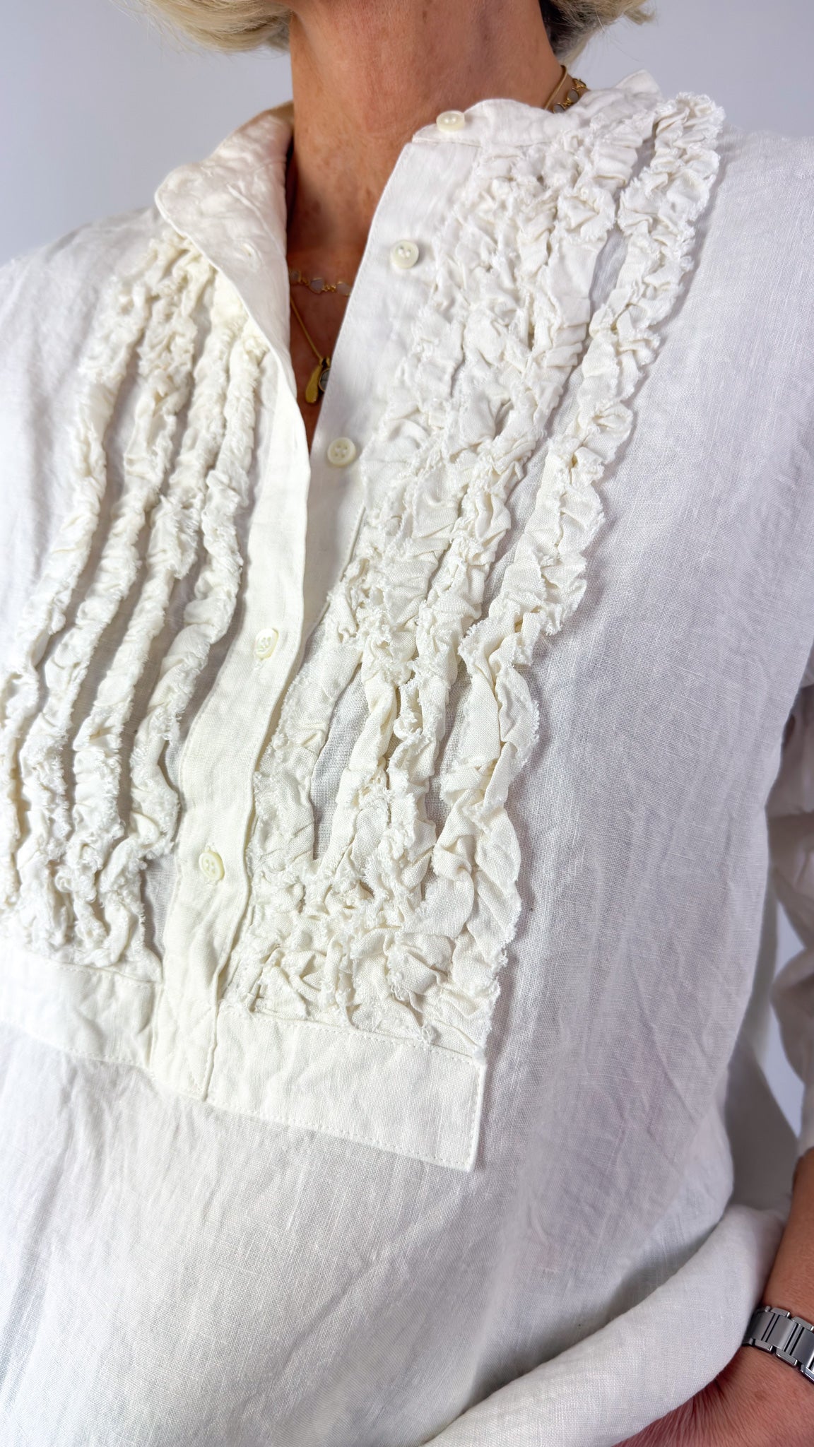 Ichi Antiquities 929 French Linen Shirt White