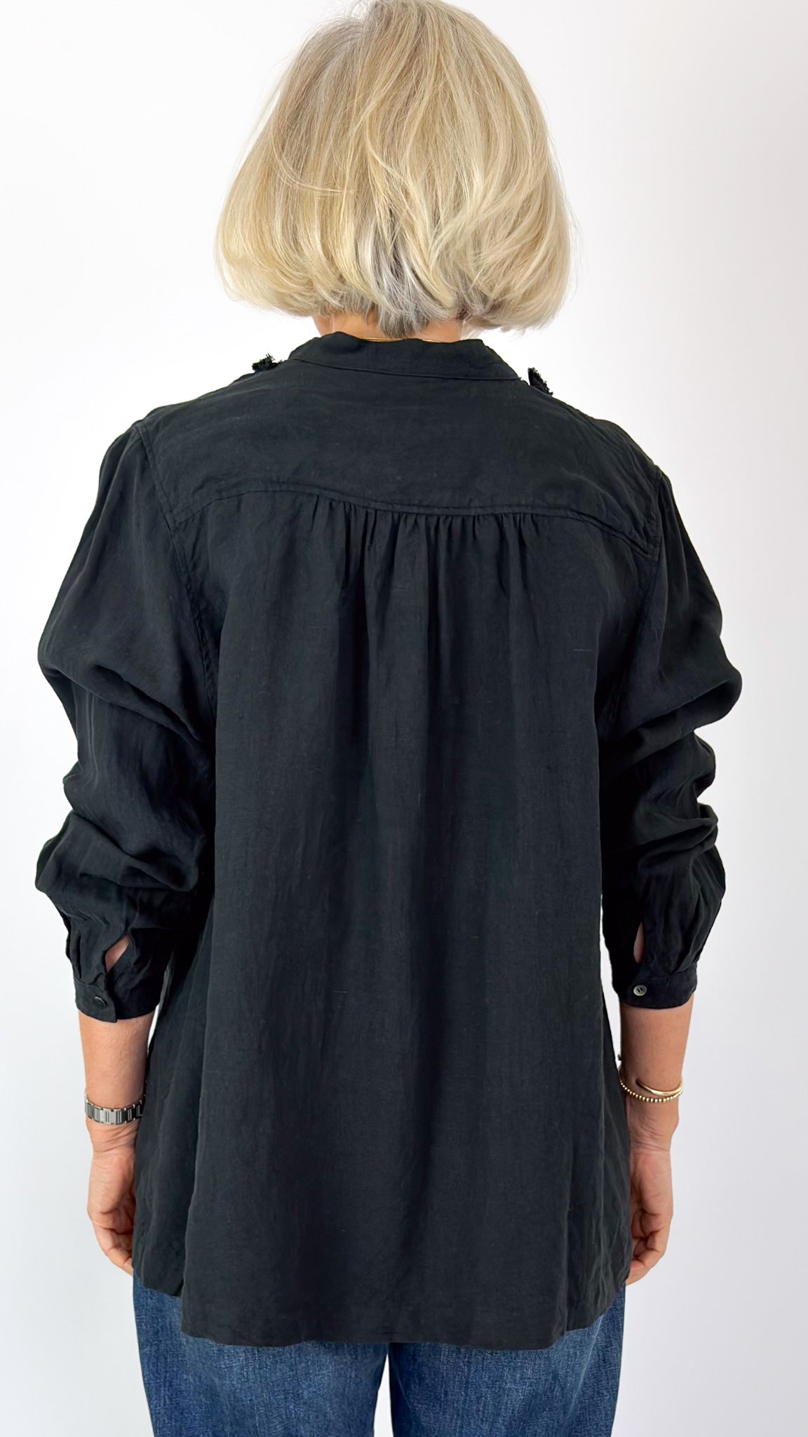 Ichi Antiquities 929 French Linen Shirt Black
