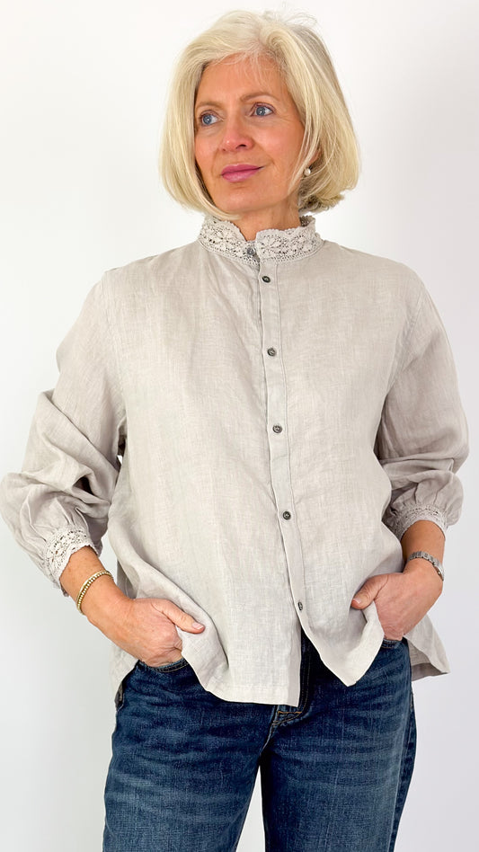 Ichi Antiquities 931 Linen Shirt Greige