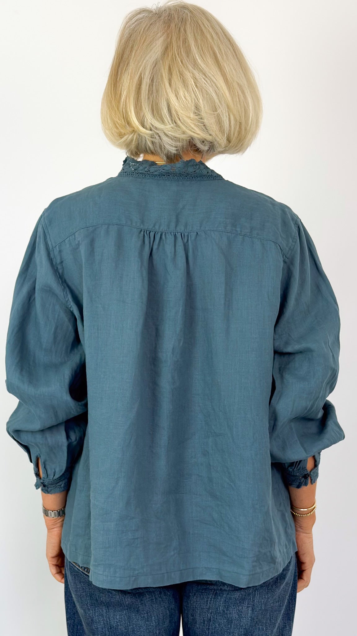Ichi Antiquities 931 Linen Shirt Earth Blue