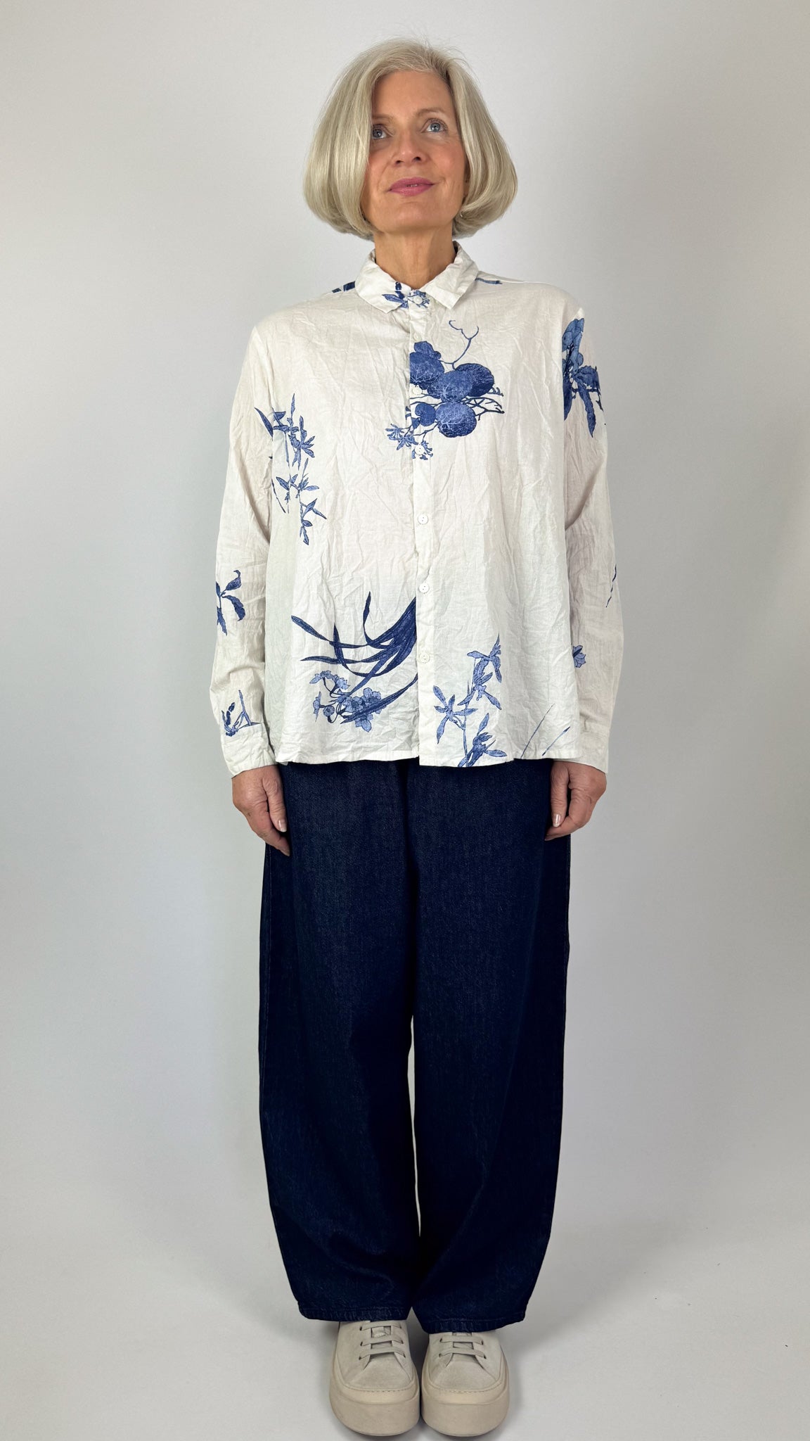 Pas De Calais 6790 Flower Blouse Ivory