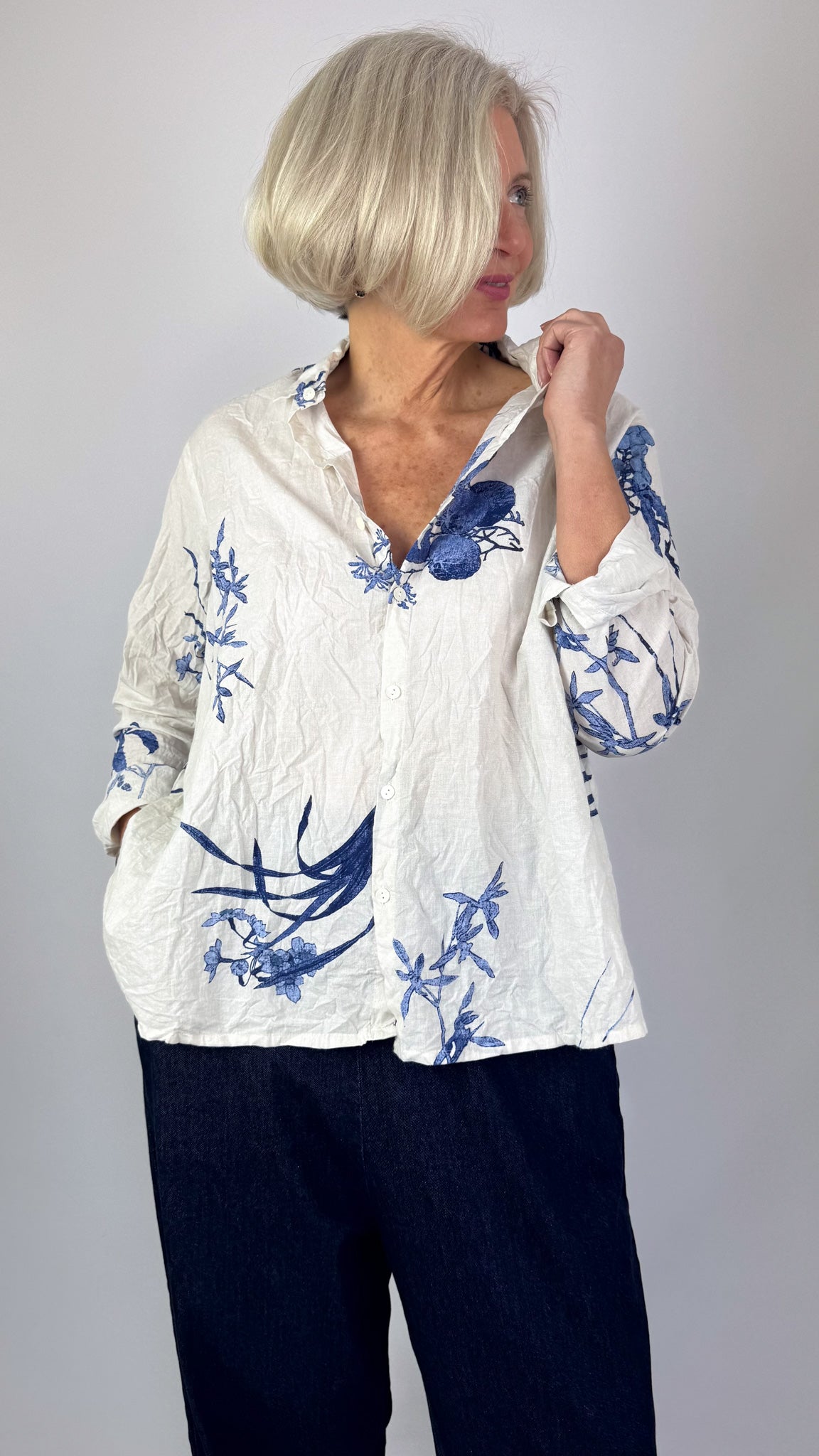 Pas De Calais 6790 Flower Blouse Ivory