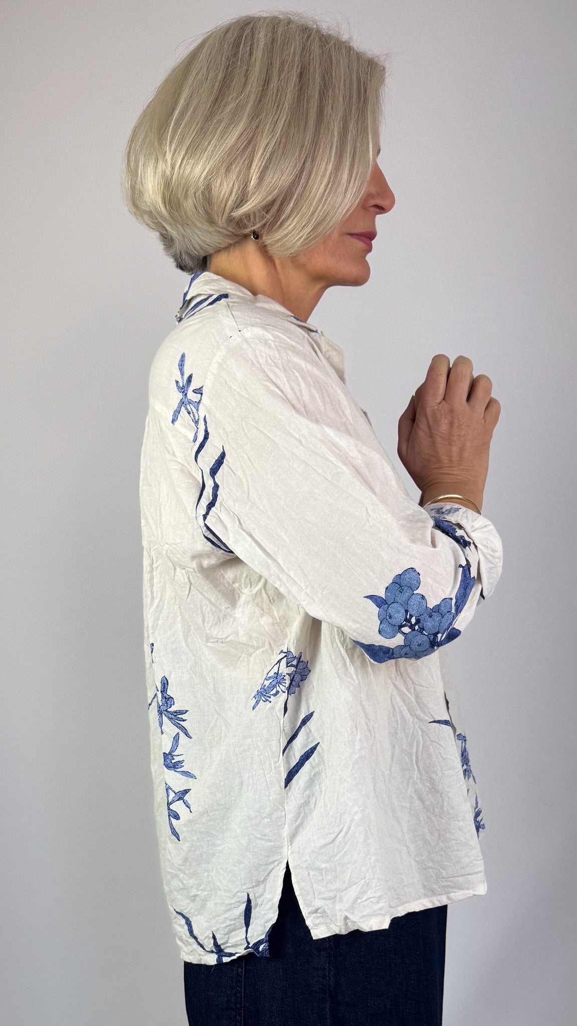 Pas De Calais 6790 Flower Blouse Ivory