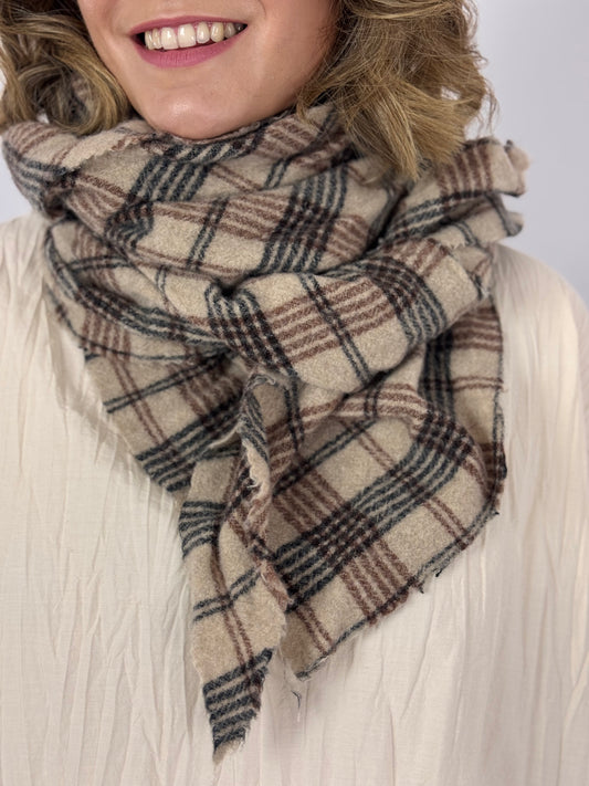 Album di Famiglia Tartan Scarf Natural