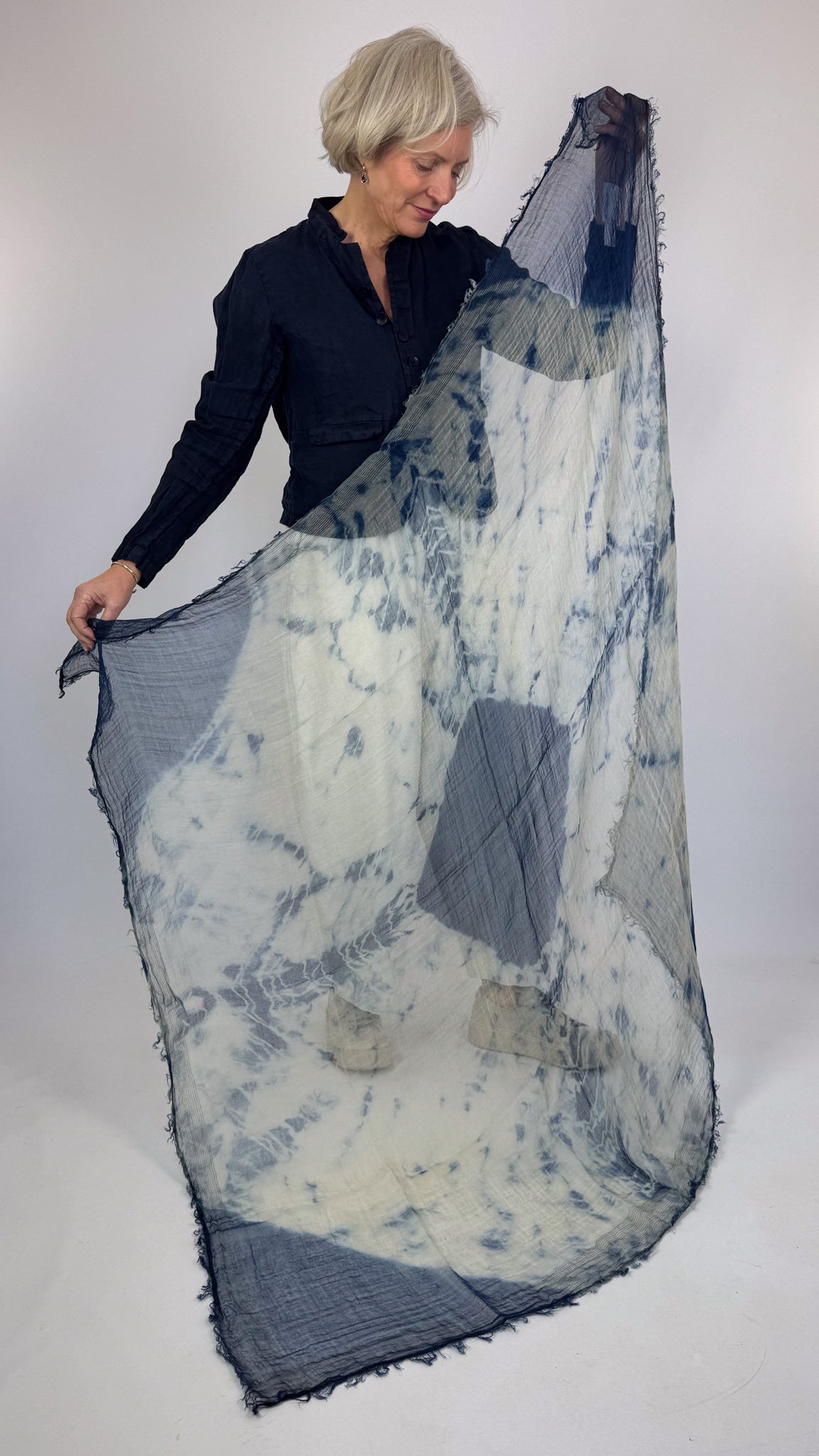 Pas De Calais 0651 Willow Dye Scarf Indigo