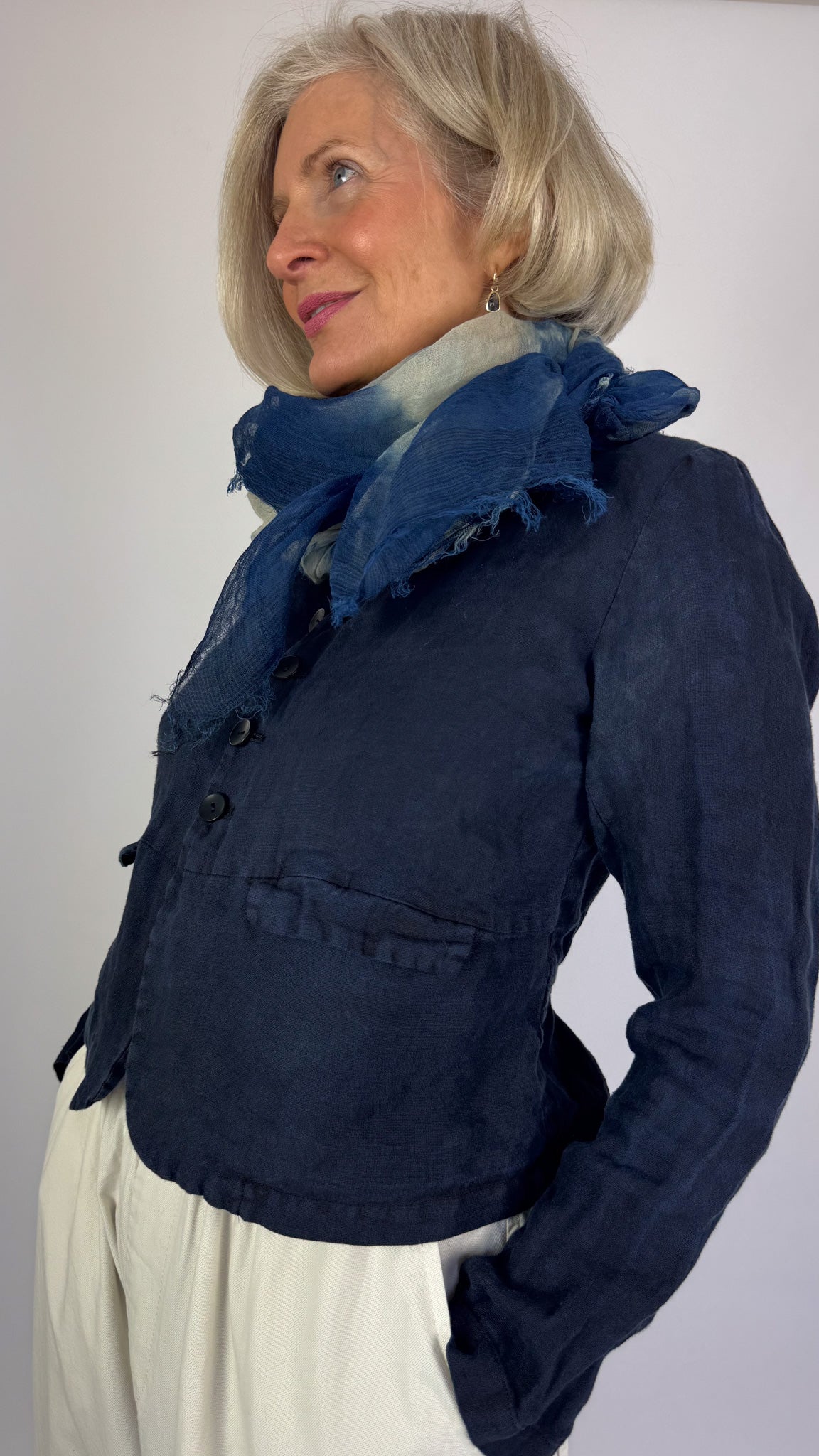 Pas De Calais 0651 Willow Dye Scarf Indigo