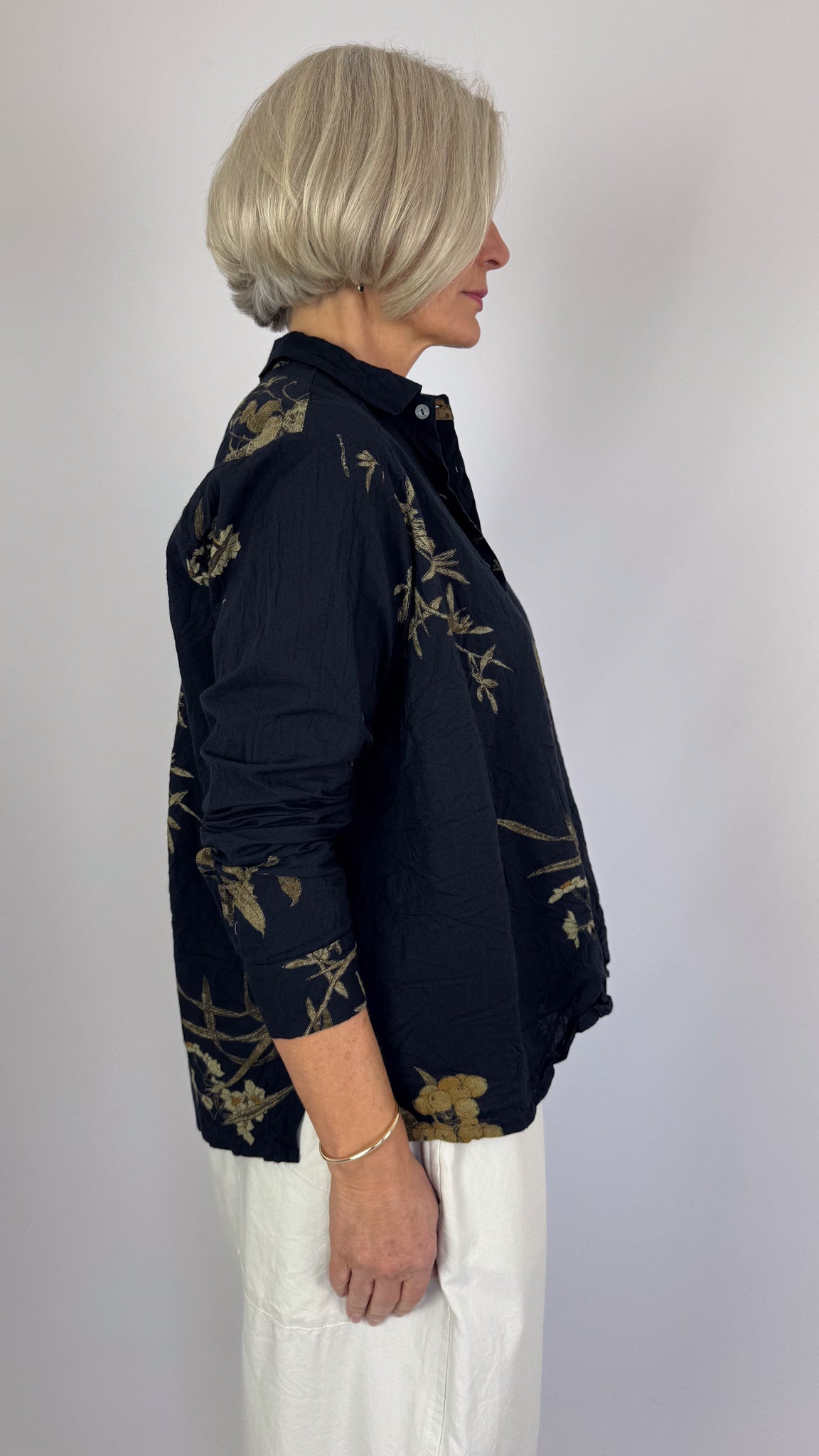 Pas De Calais 6790 Flower Blouse Navy