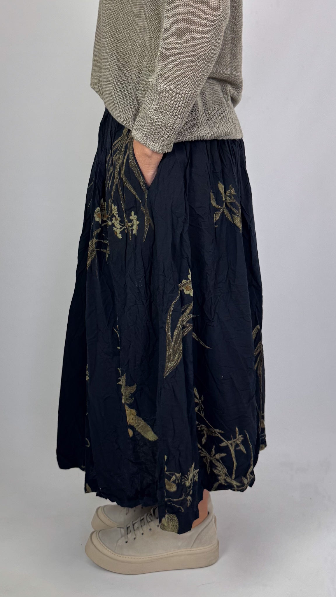 Pas De Calais 7455 Flower Skirt Navy