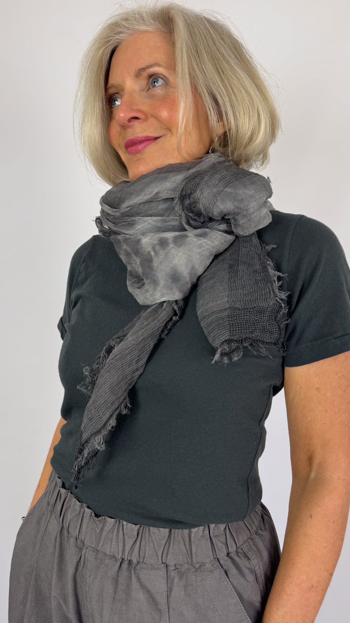 Pas De Calais 0651 Willow Dye Scarf Grey