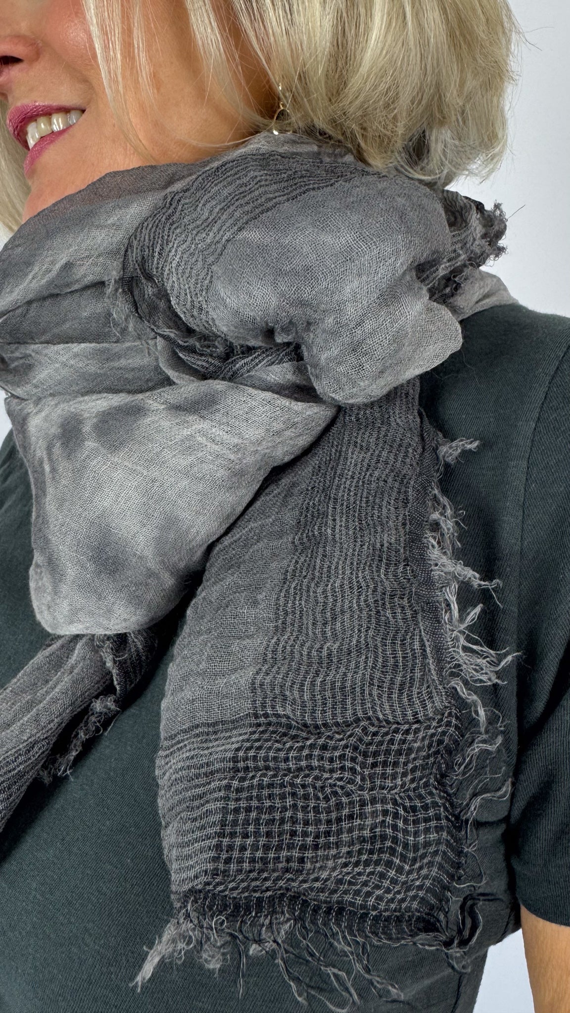 Pas De Calais 0651 Willow Dye Scarf Grey