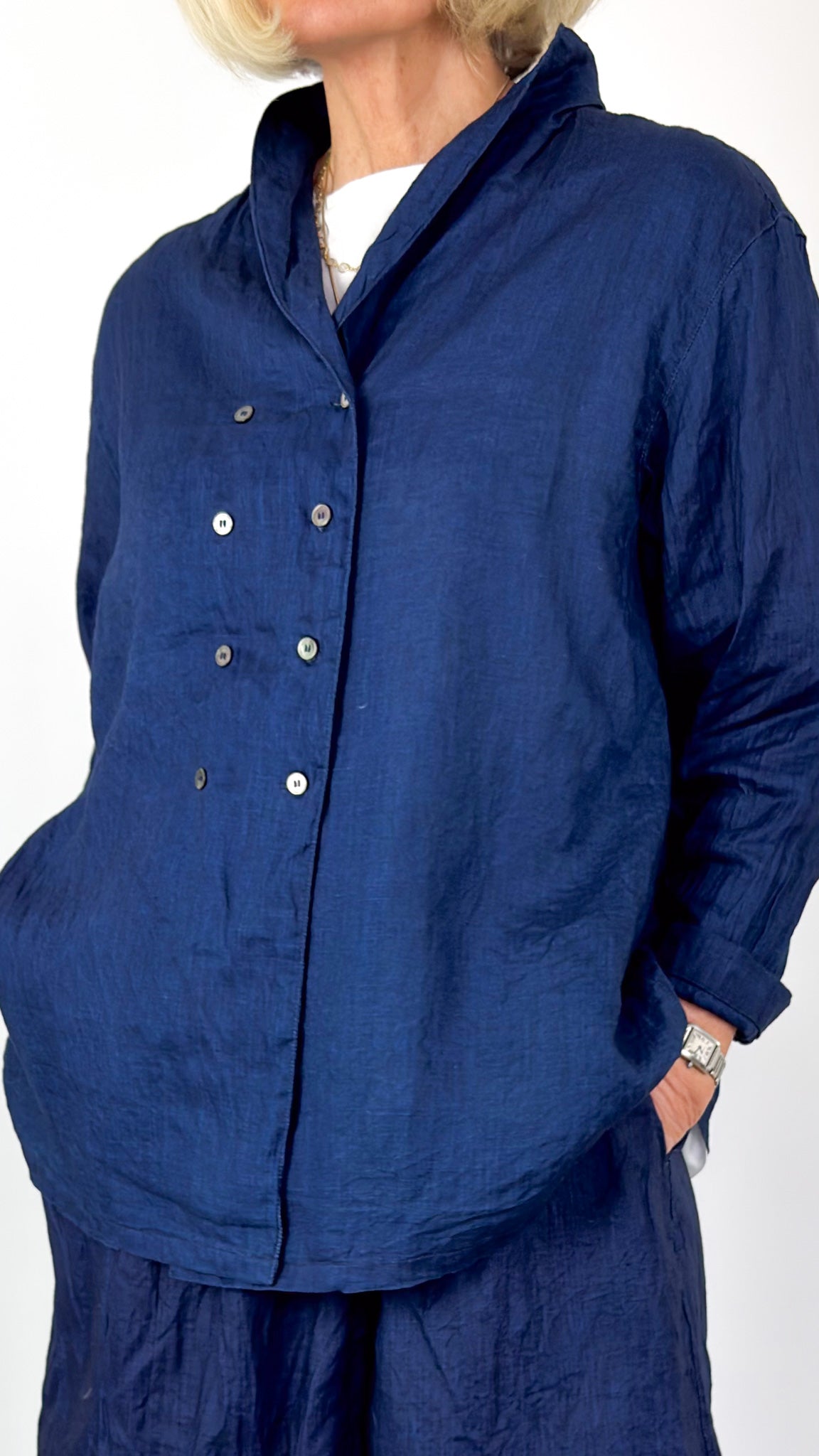 Ichi Antiquities 920 Linen Shirt Dark Indigo