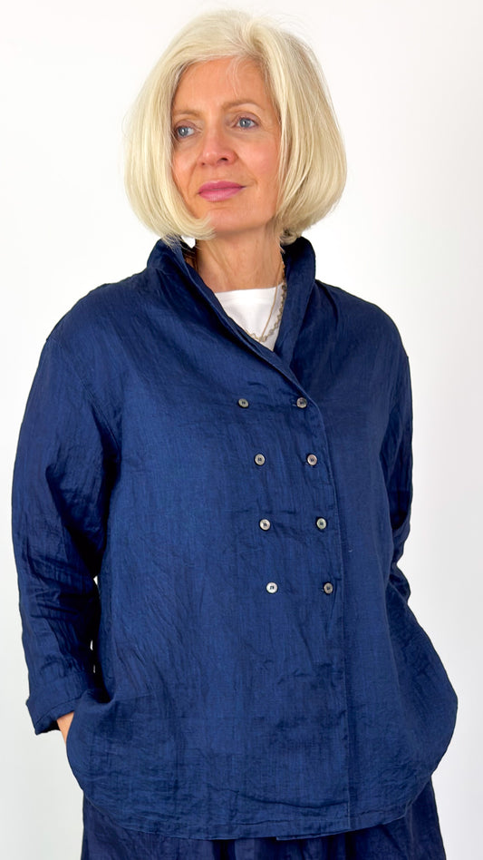 Ichi Antiquities 920 Linen Shirt Dark Indigo
