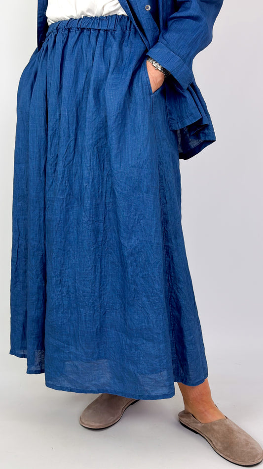 Ichi Antiquities 922 Linen Skirt Light Indigo
