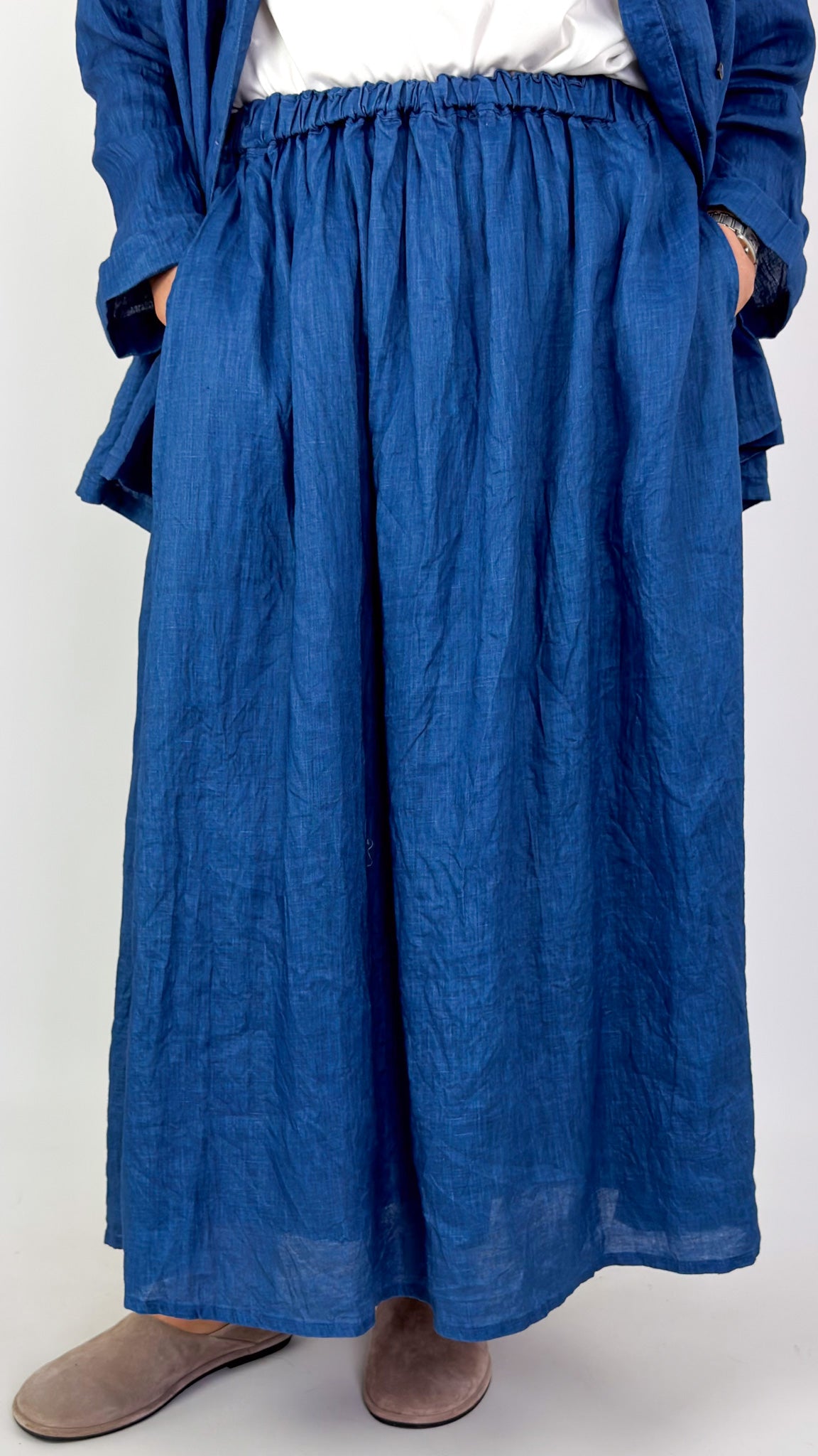 Ichi Antiquities 922 Linen Skirt Light Indigo