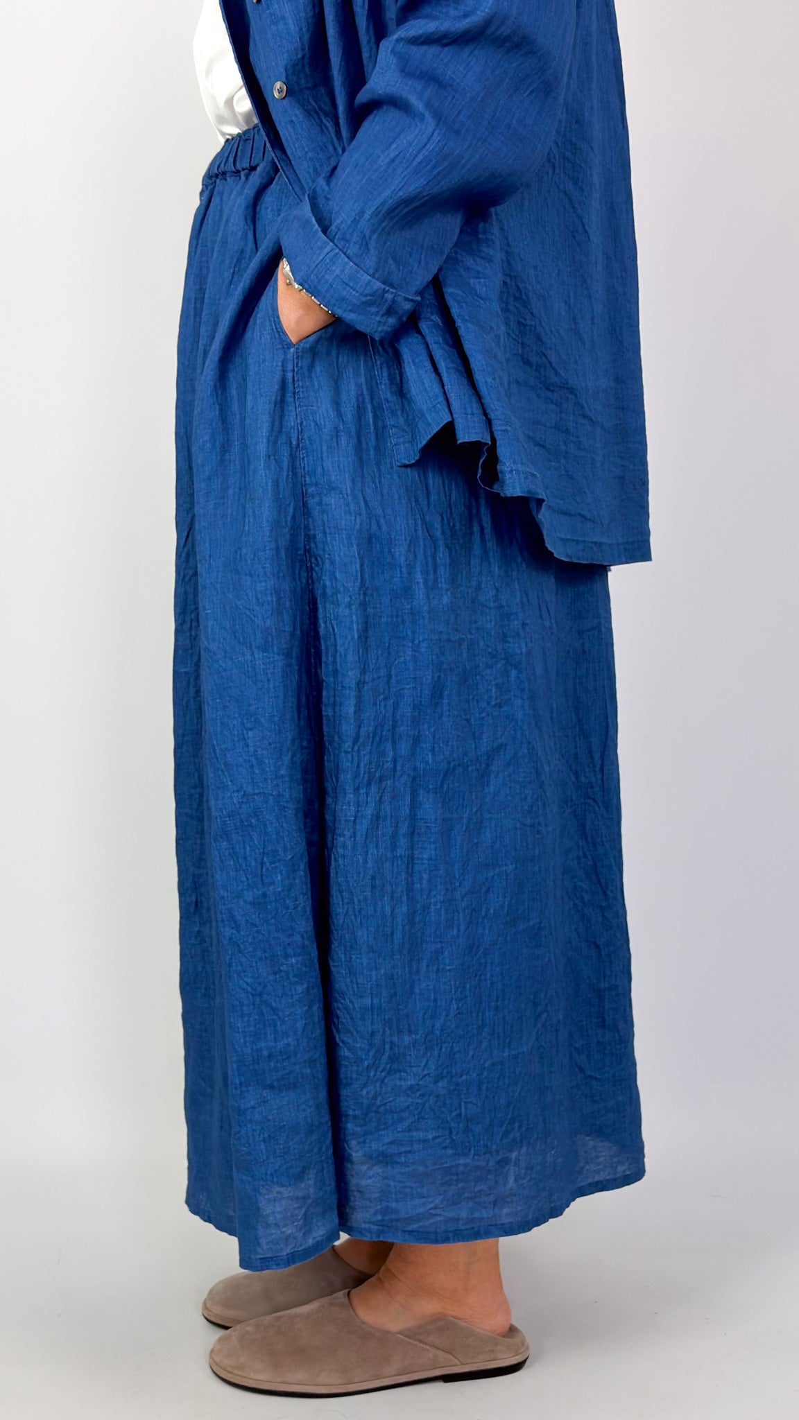 Ichi Antiquities 922 Linen Skirt Light Indigo
