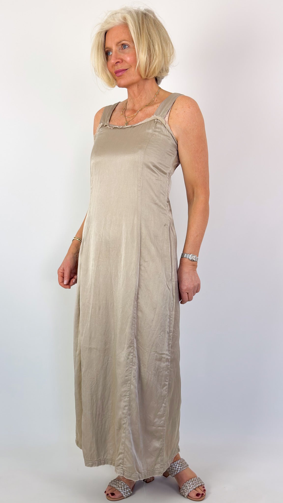 Sula Wide Strap Dress Feather Grey