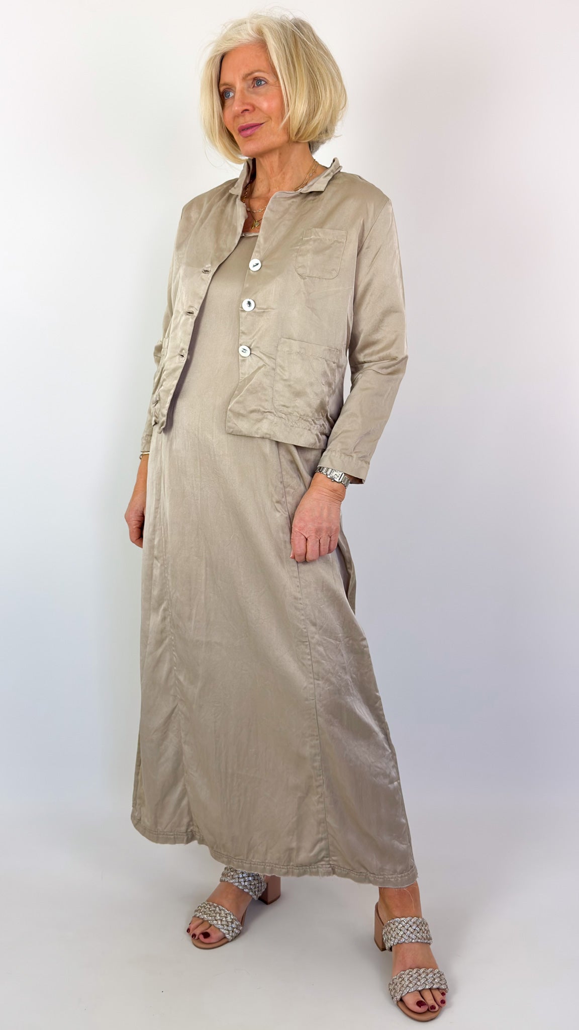Sula Wide Strap Dress Feather Grey