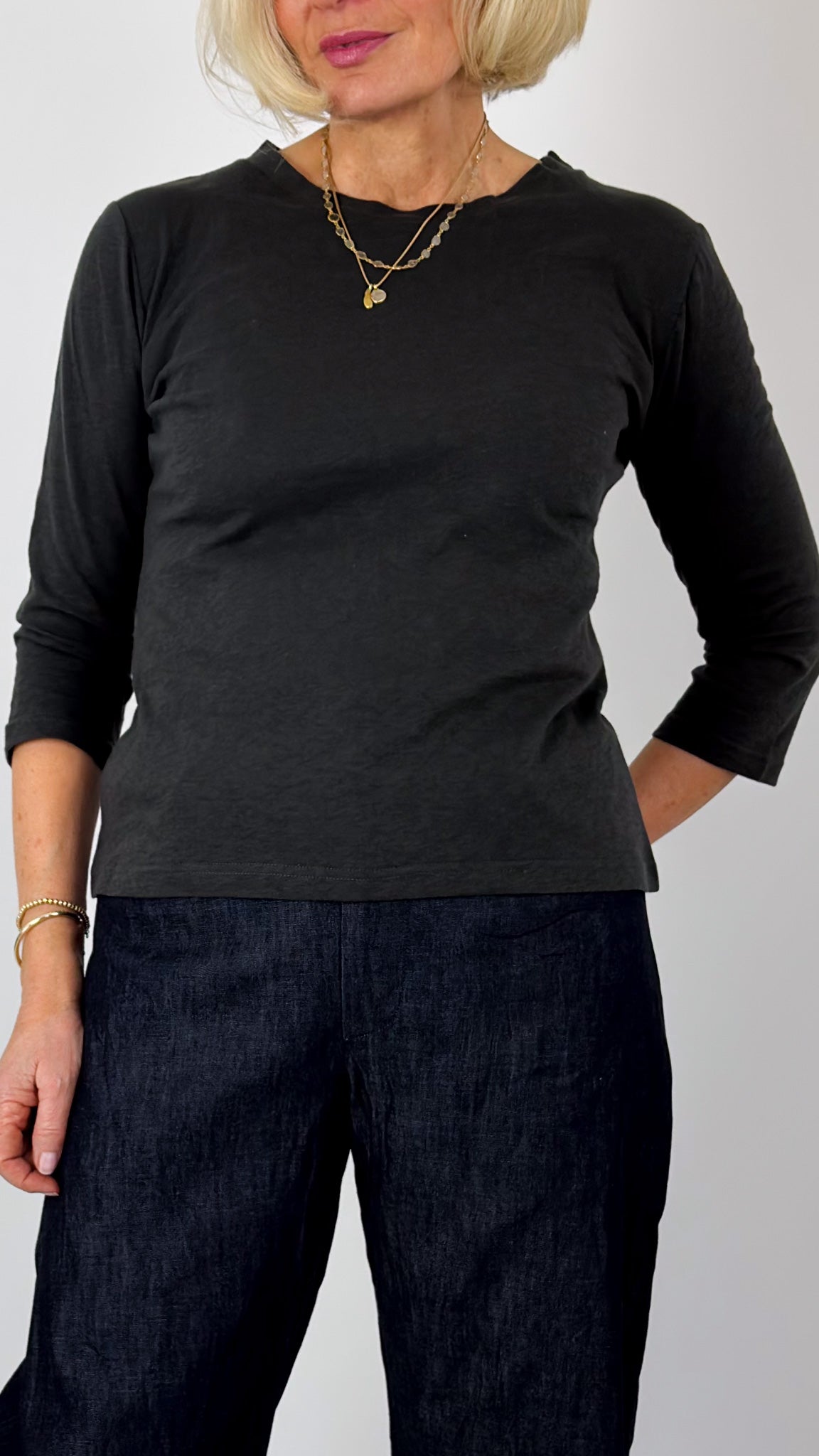 Sula 3/4 Sleeve T-Shirt Gunmetal