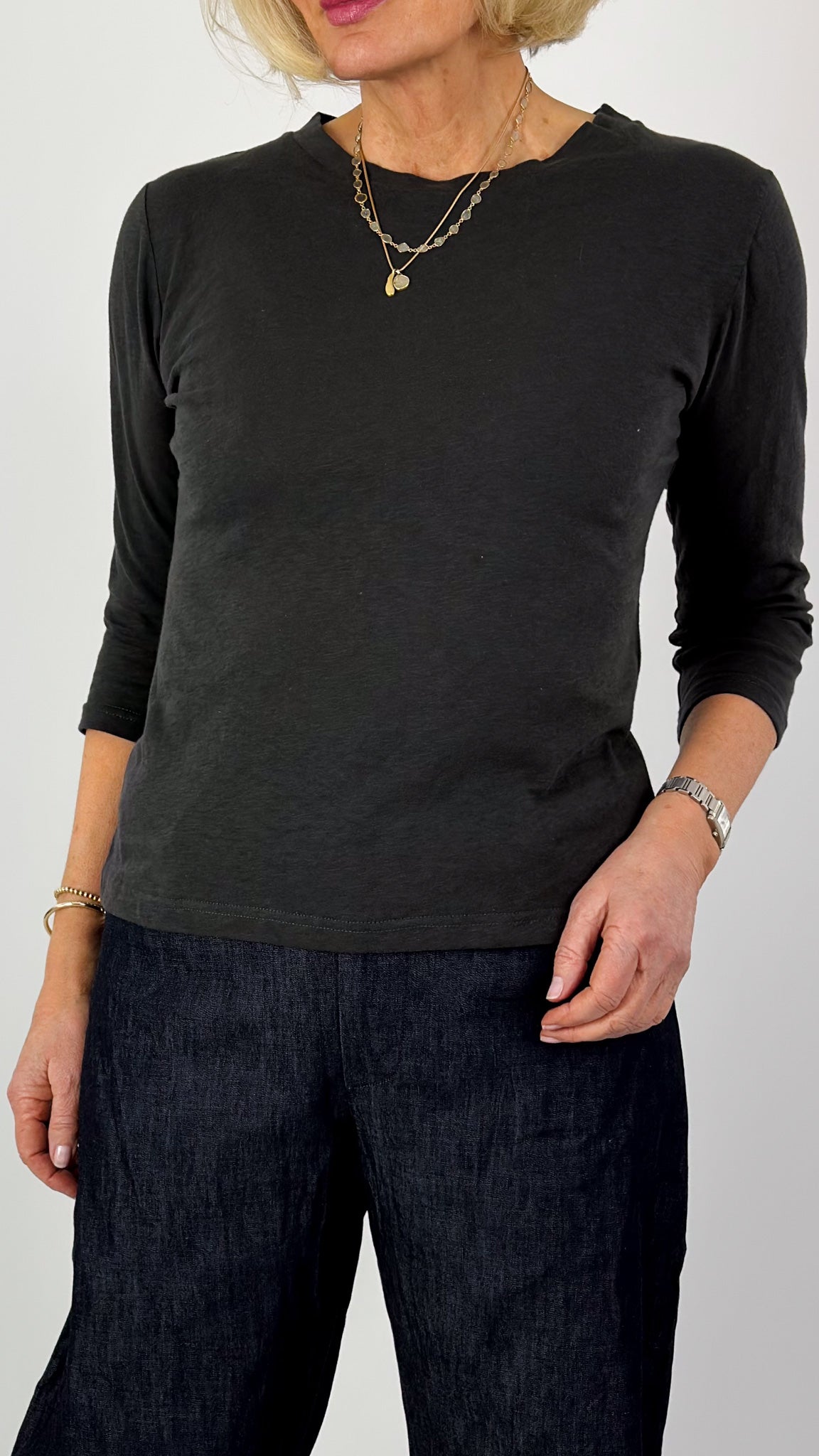 Sula 3/4 Sleeve T-Shirt Gunmetal