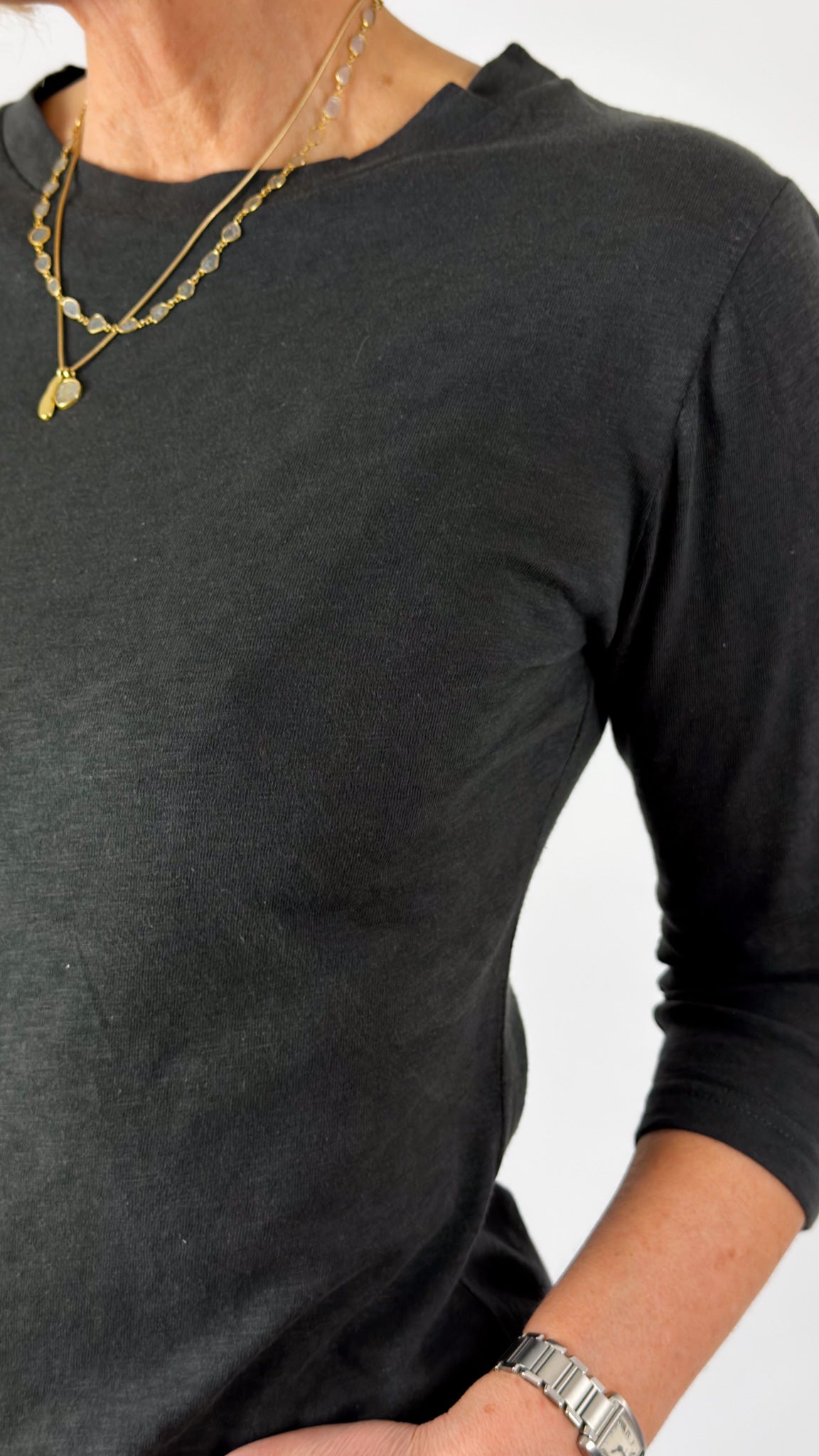 Sula 3/4 Sleeve T-Shirt Gunmetal