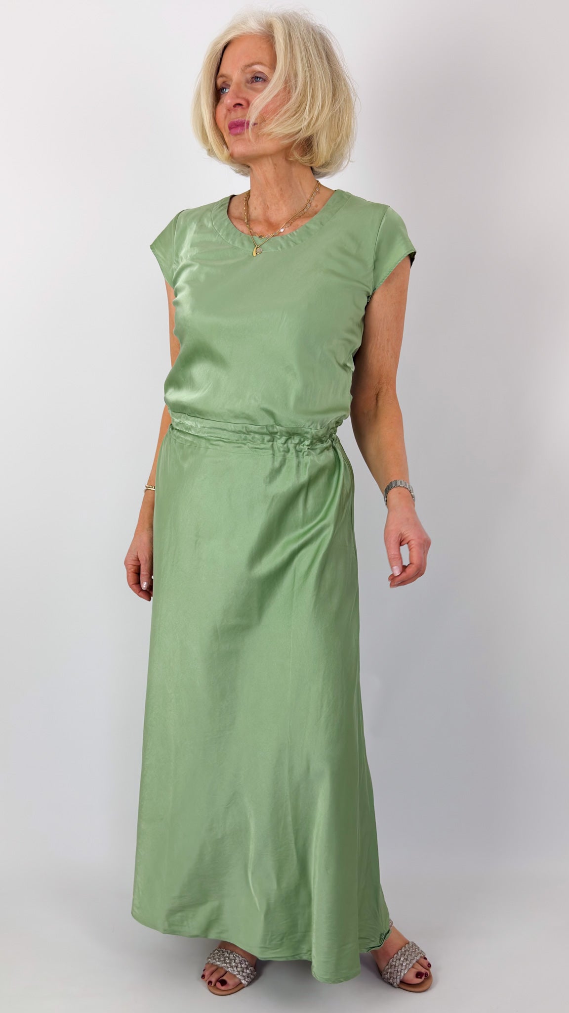 Sula Bias Cut Dress Aspen Green