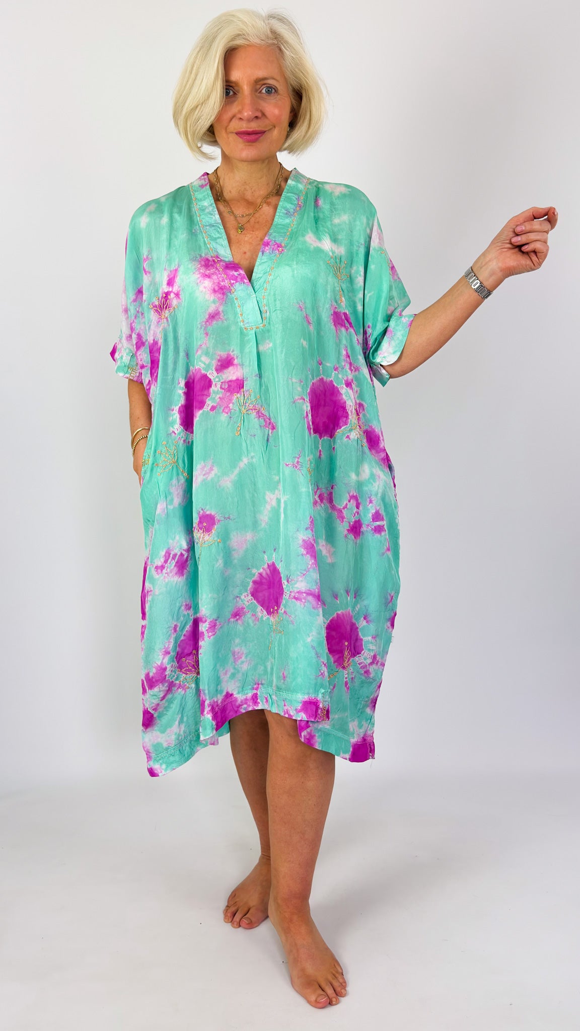 Agencies TurQuoise Vanessa Dress Emerald/Fuchsia