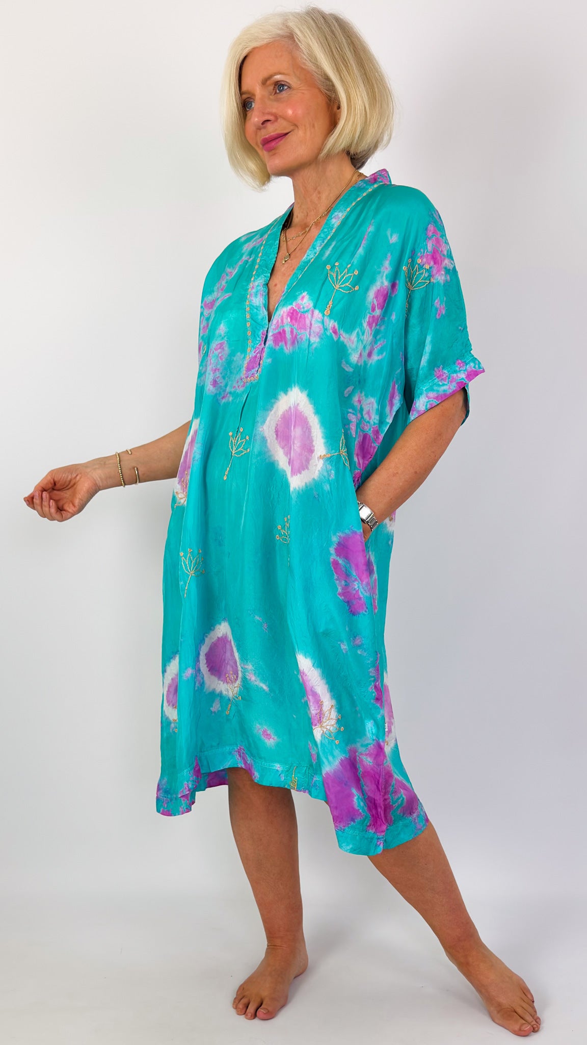 Agencies TurQuoise Vanessa Dress Turquoise/Fuchsia