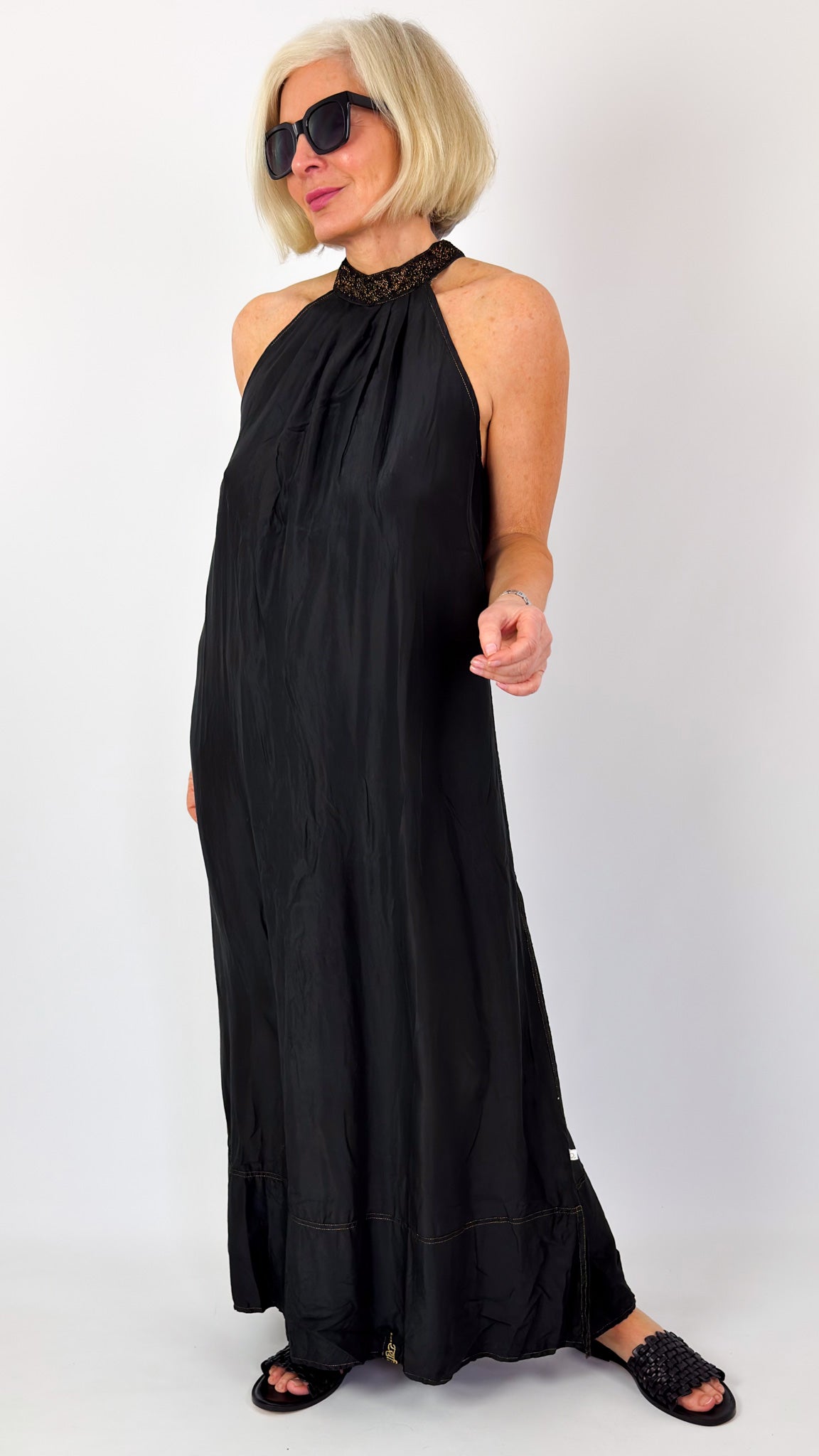 Agencies TurQuoise Lotus Maxi Dress Black