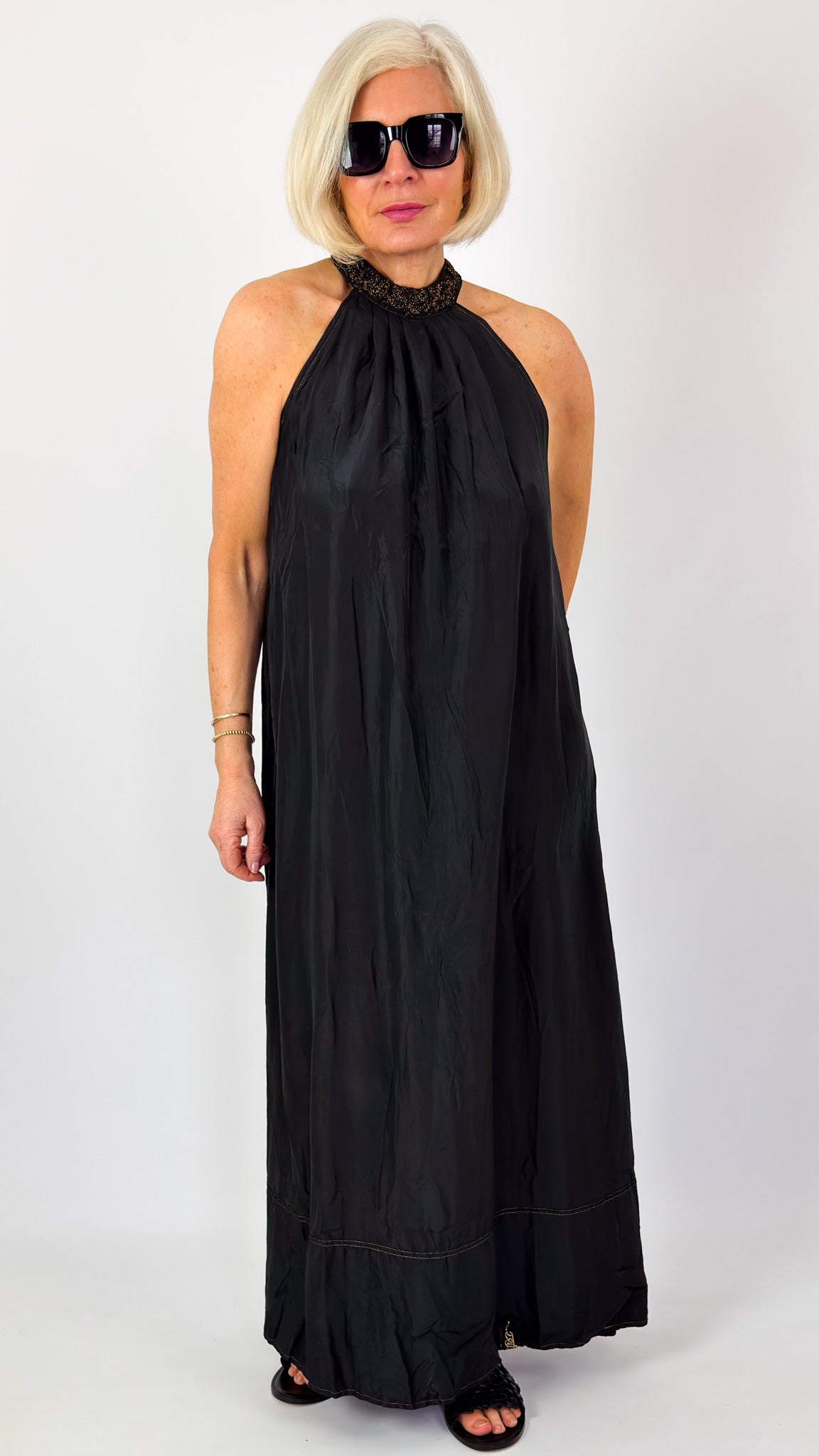 Agencies TurQuoise Lotus Maxi Dress Black