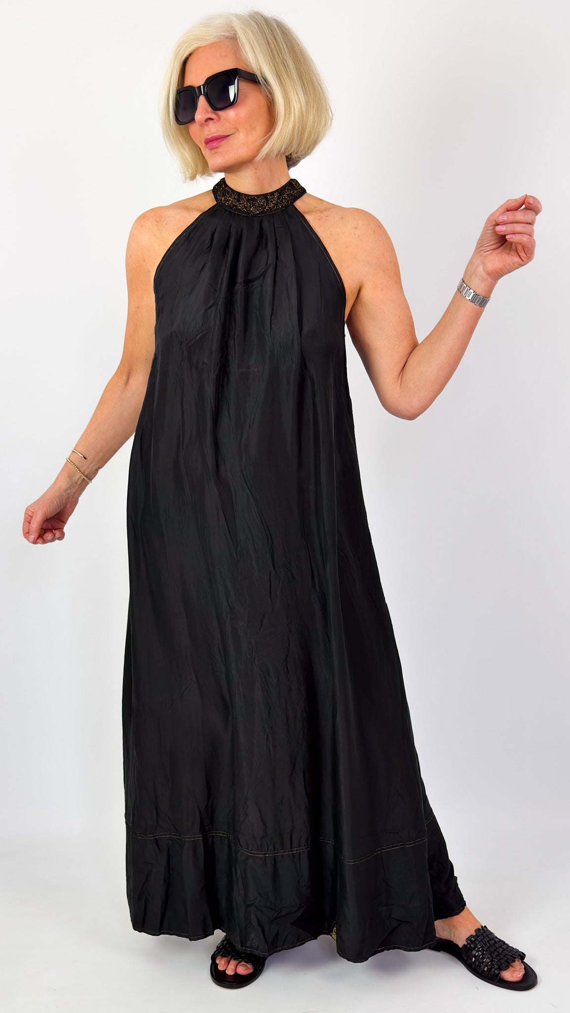 Agencies TurQuoise Lotus Maxi Dress Black