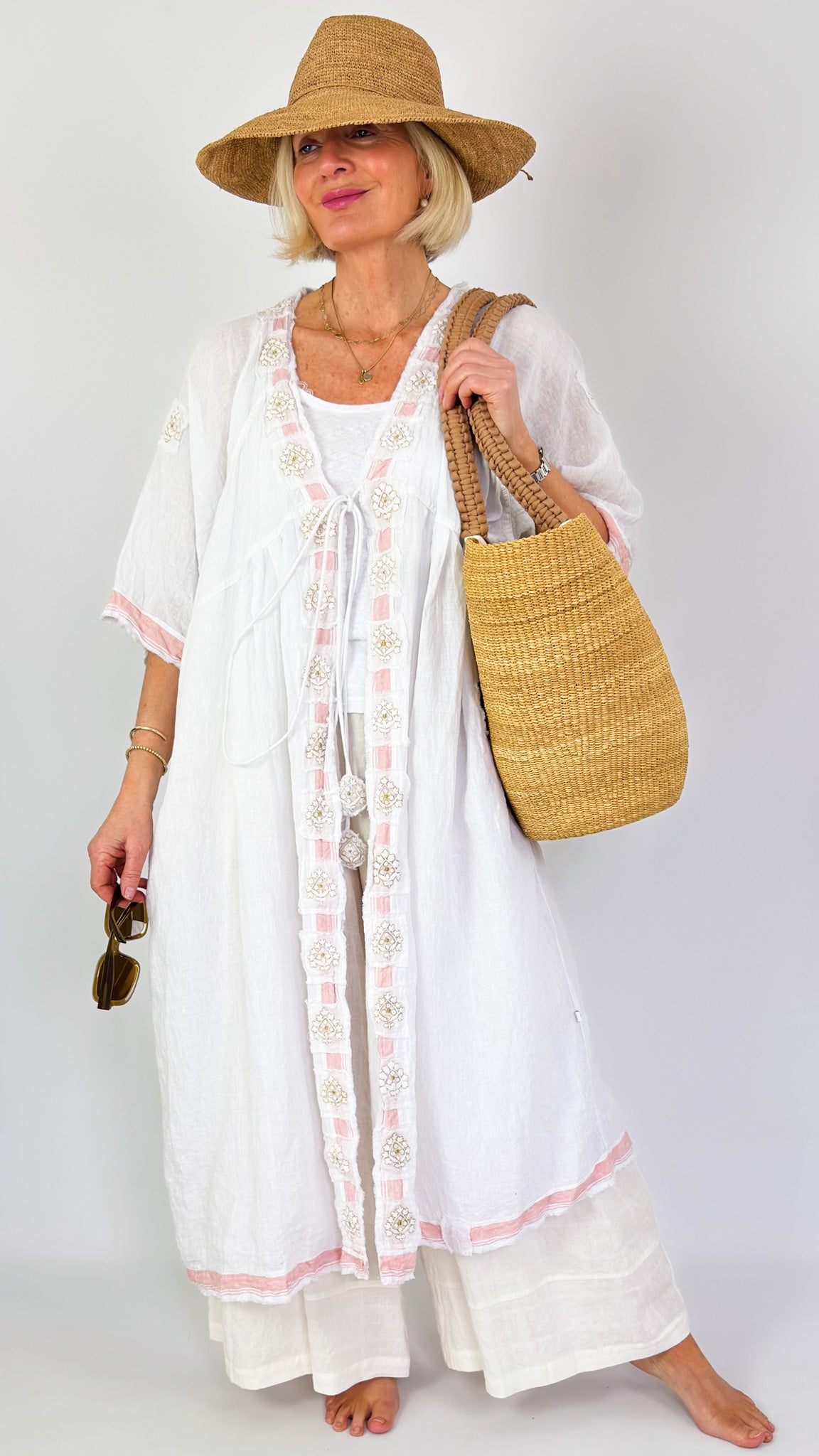 Agencies TurQuoise Poppy Lisa Kimono White
