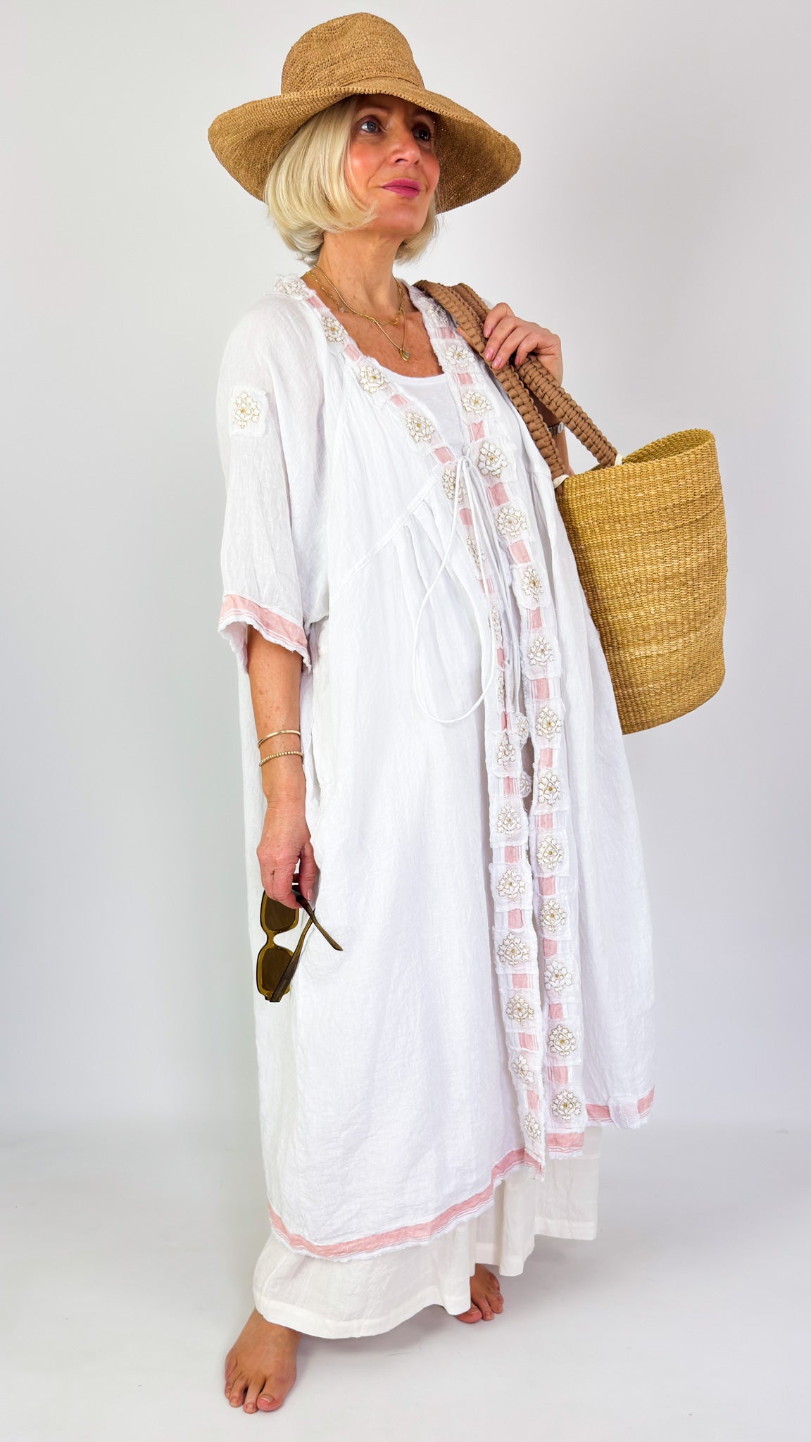 Agencies TurQuoise Poppy Lisa Kimono White
