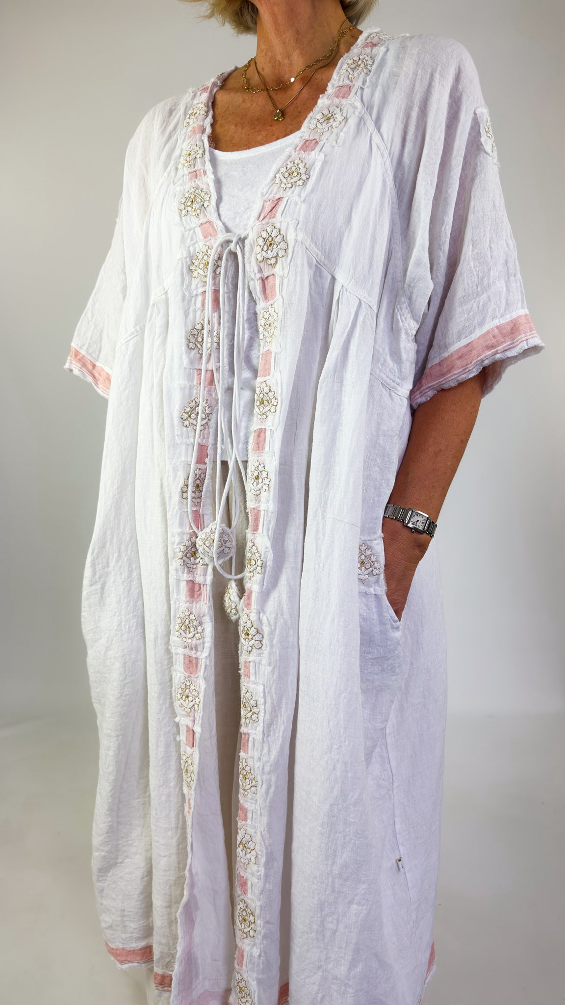 Agencies TurQuoise Poppy Lisa Kimono White