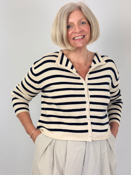 Cordelia James Zeya Cardigan Ivory/Navy